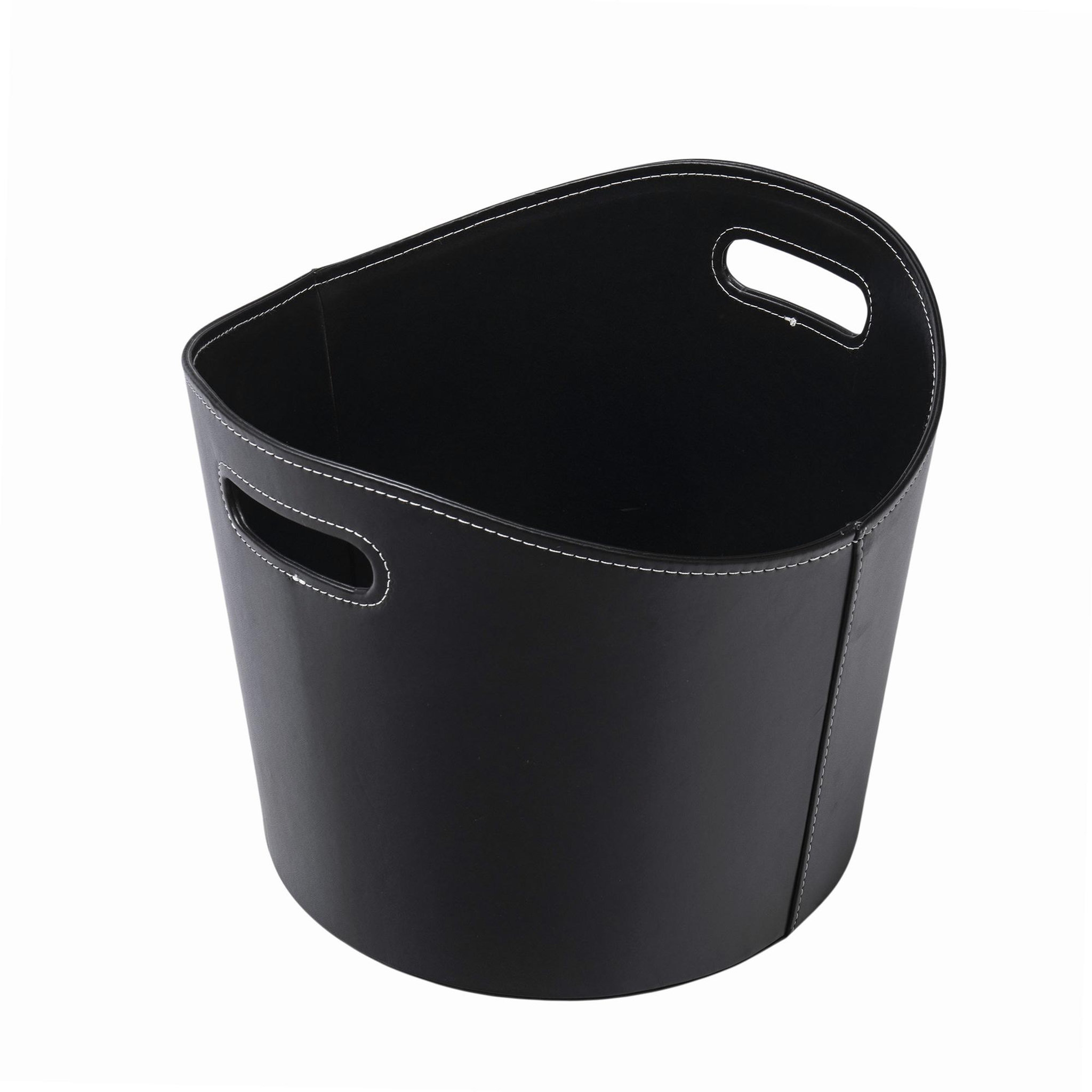 Voir la diapositive 1 : WERKAPRO Panier à bûches rond werka pro  ø39xh 31cm  similicuir noir similicuir noir