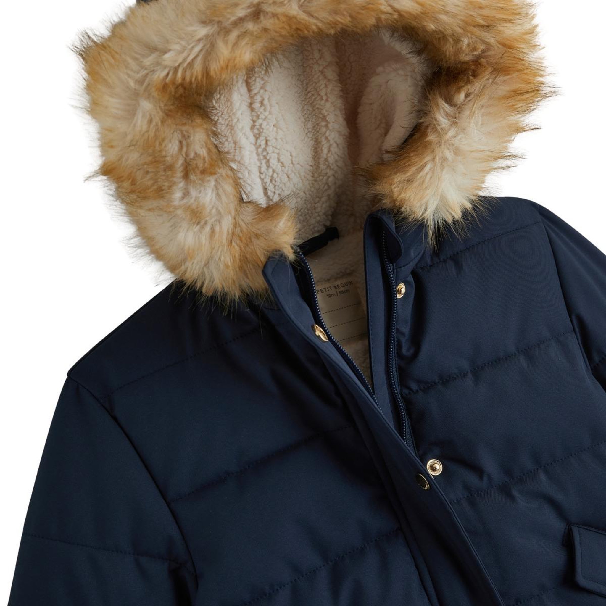 Voir la diapositive 4 : PETIT BEGUIN Doudoune enfant imperméable doublée sherpa avec capuche Adèle