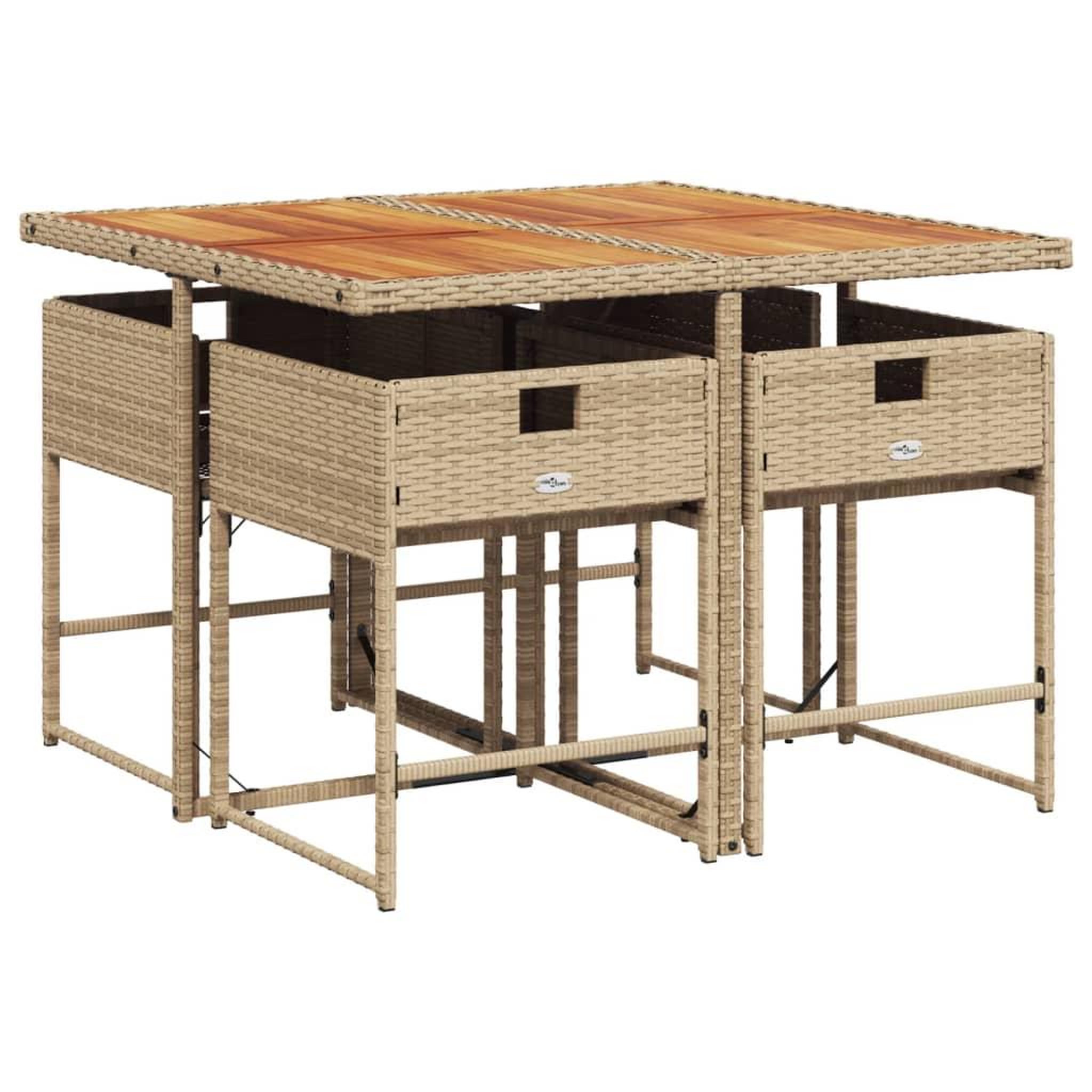 Voir la diapositive 4 : VIDAXL Ensemble a manger de jardin avec coussins 5pcs Beige poly rotin