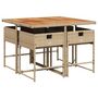 Voir la diapositive 4 : VIDAXL Ensemble a manger de jardin avec coussins 5pcs Beige poly rotin