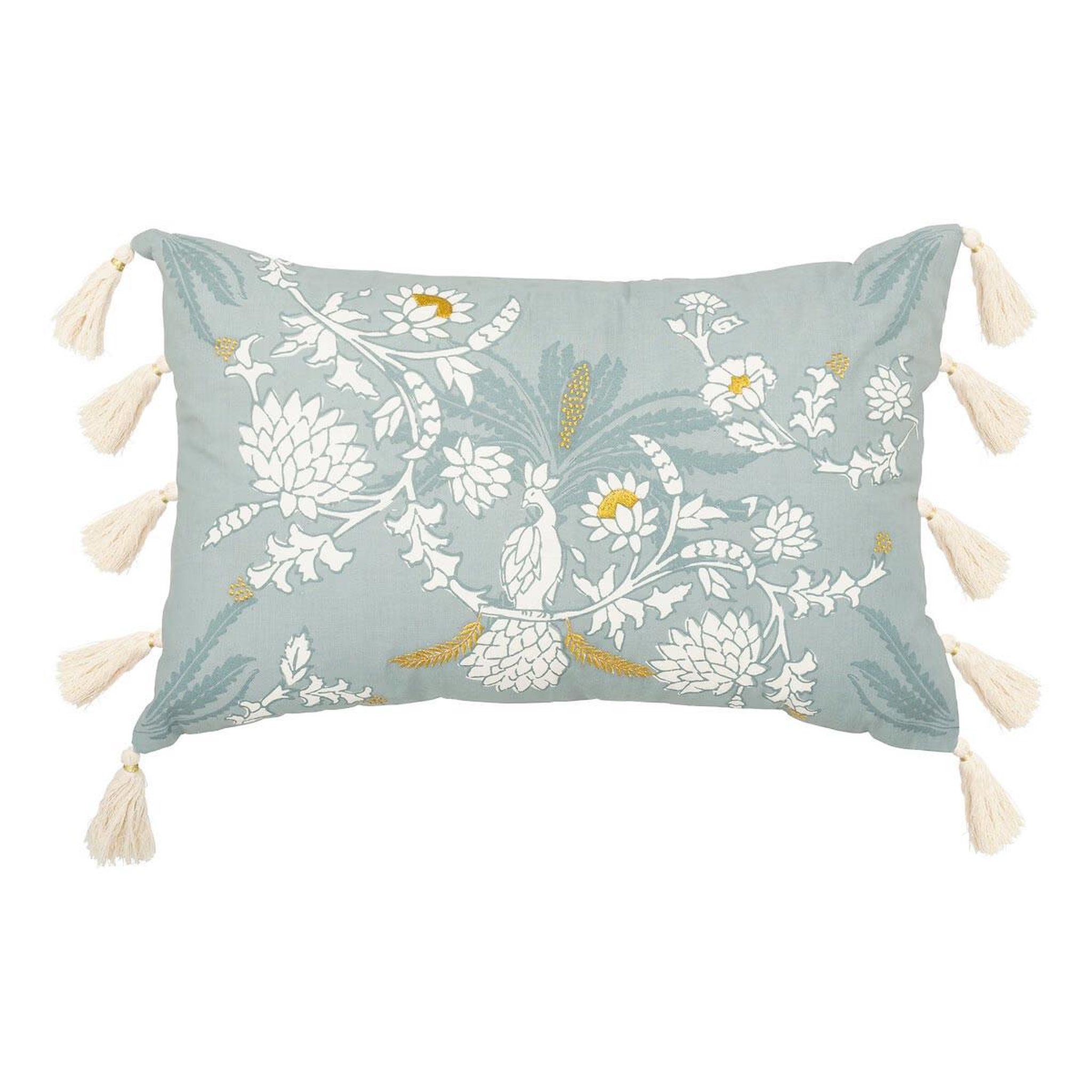 ATMOSPHERA Coussin déco brodé  wild romance  38x58cm vert céladon