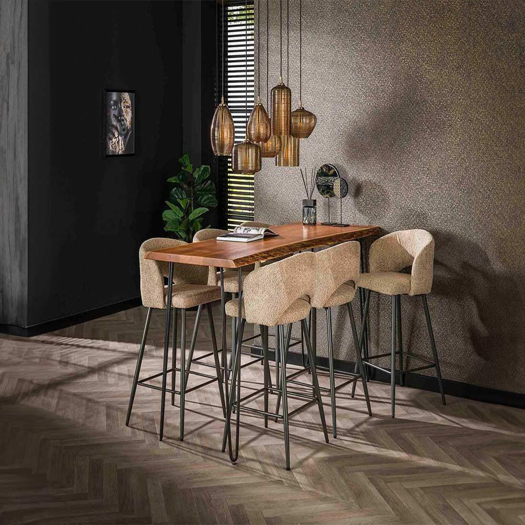 Voir la diapositive 4 : LISA DESIGN Pattaya - lot de 2 tabourets de bar - en tissu bouclette sable