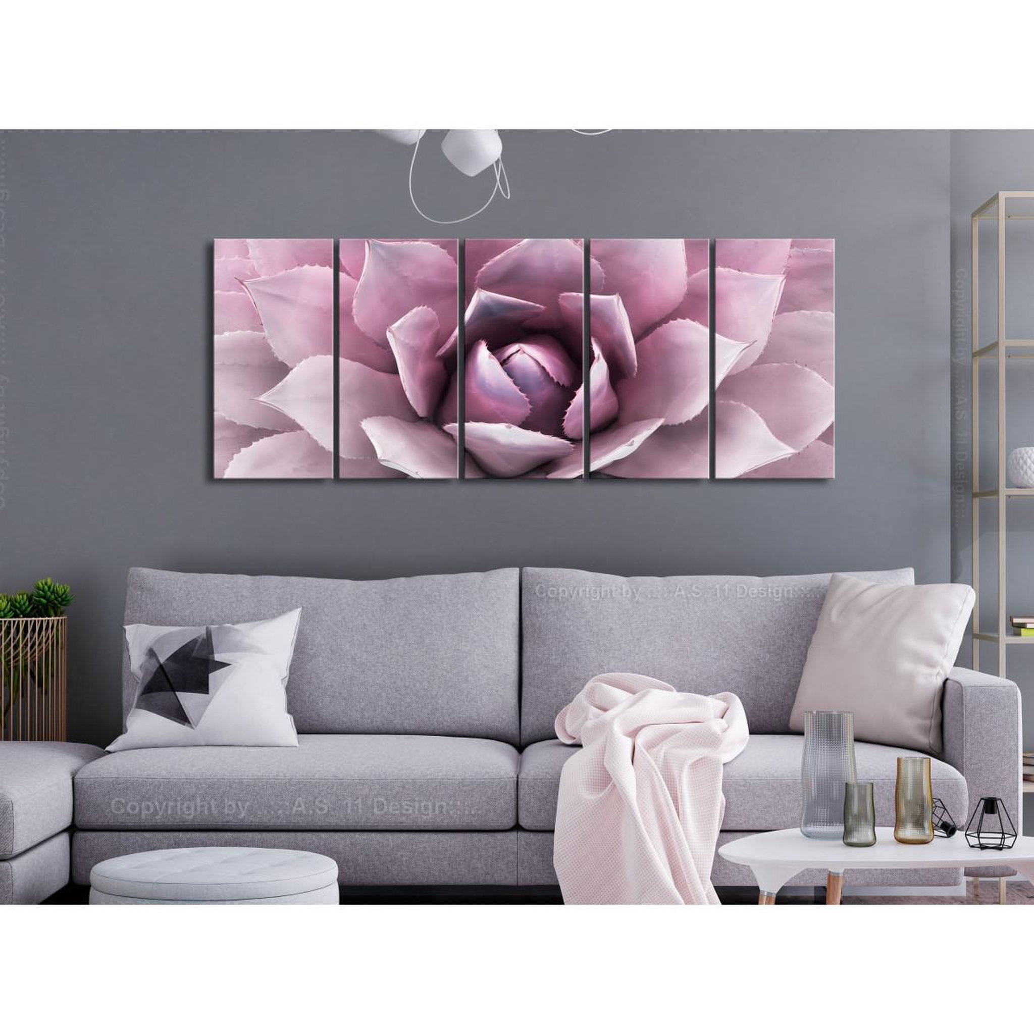 Voir la diapositive 2 : Paris Prix Tableau Imprimé 5 Panneaux  Agave Narrow Pink