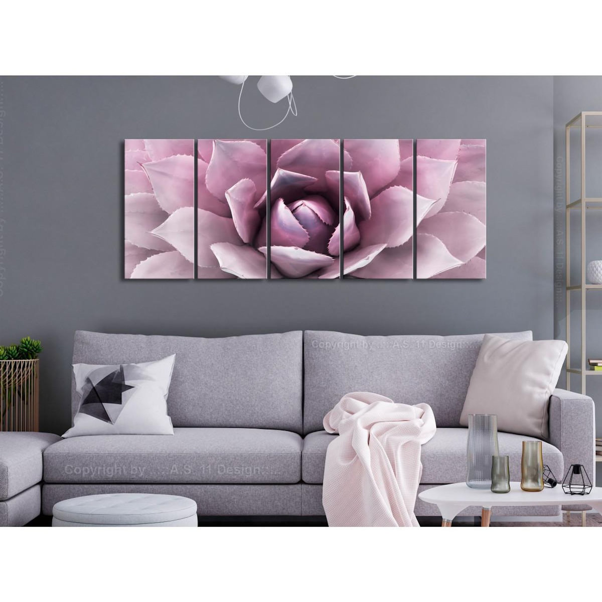 Paris Prix Tableau Imprimé 5 Panneaux  Agave Narrow Pink