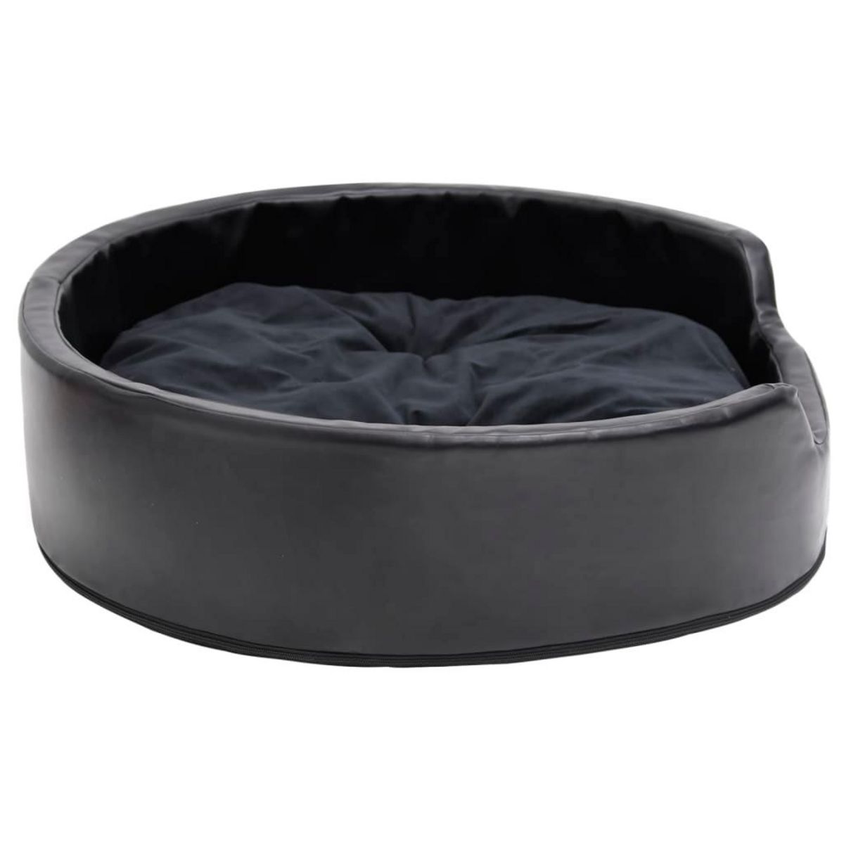 VIDAXL Lit pour chiens Noir 79x70x19 cm Peluche et similicuir