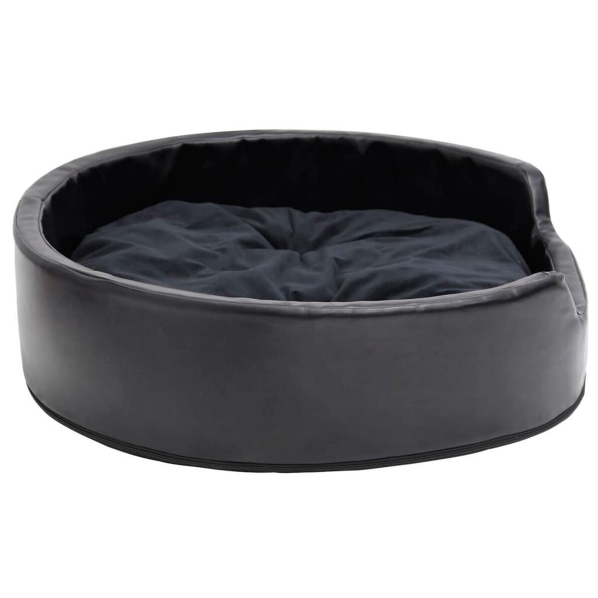 VIDAXL Lit pour chiens Noir 79x70x19 cm Peluche et similicuir