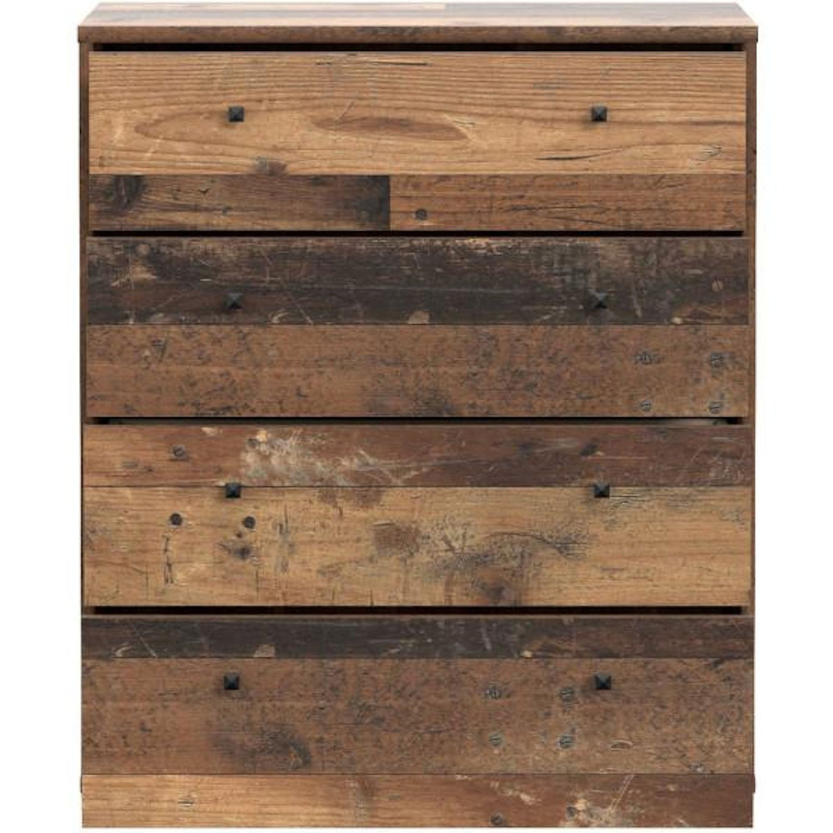 MARKET24 Commode - TEMPRA - 4 tiroirs - Vieux bois - 73,7 x 34,8 x 85,5 cm