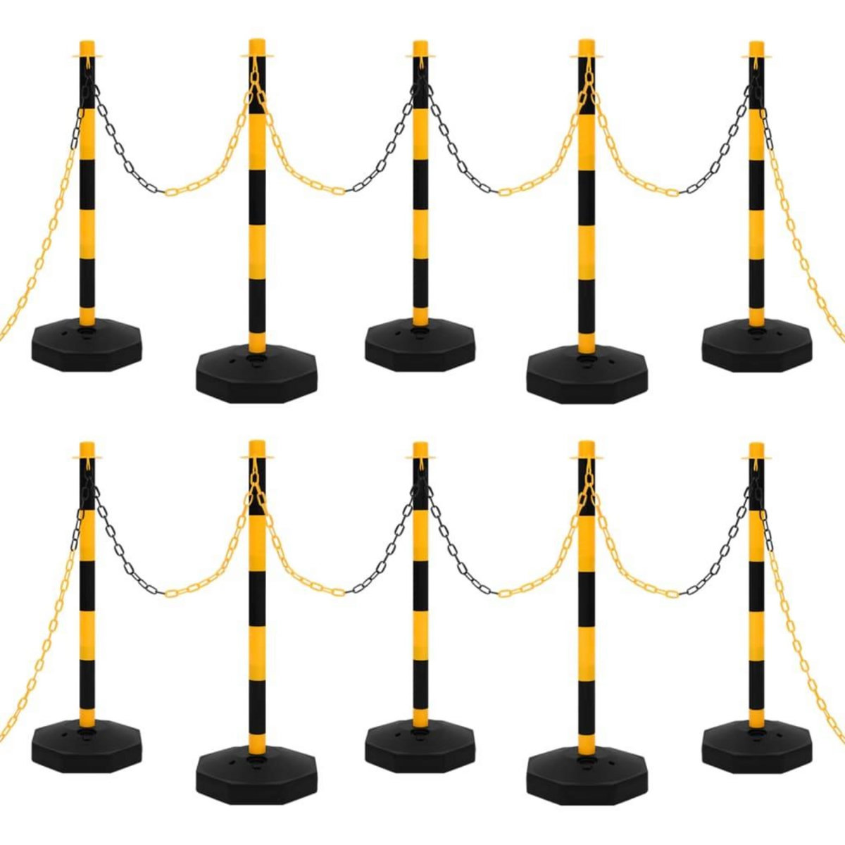 VIDAXL Ensemble de poteaux a chaîne avec chaîne en plastique 10 m