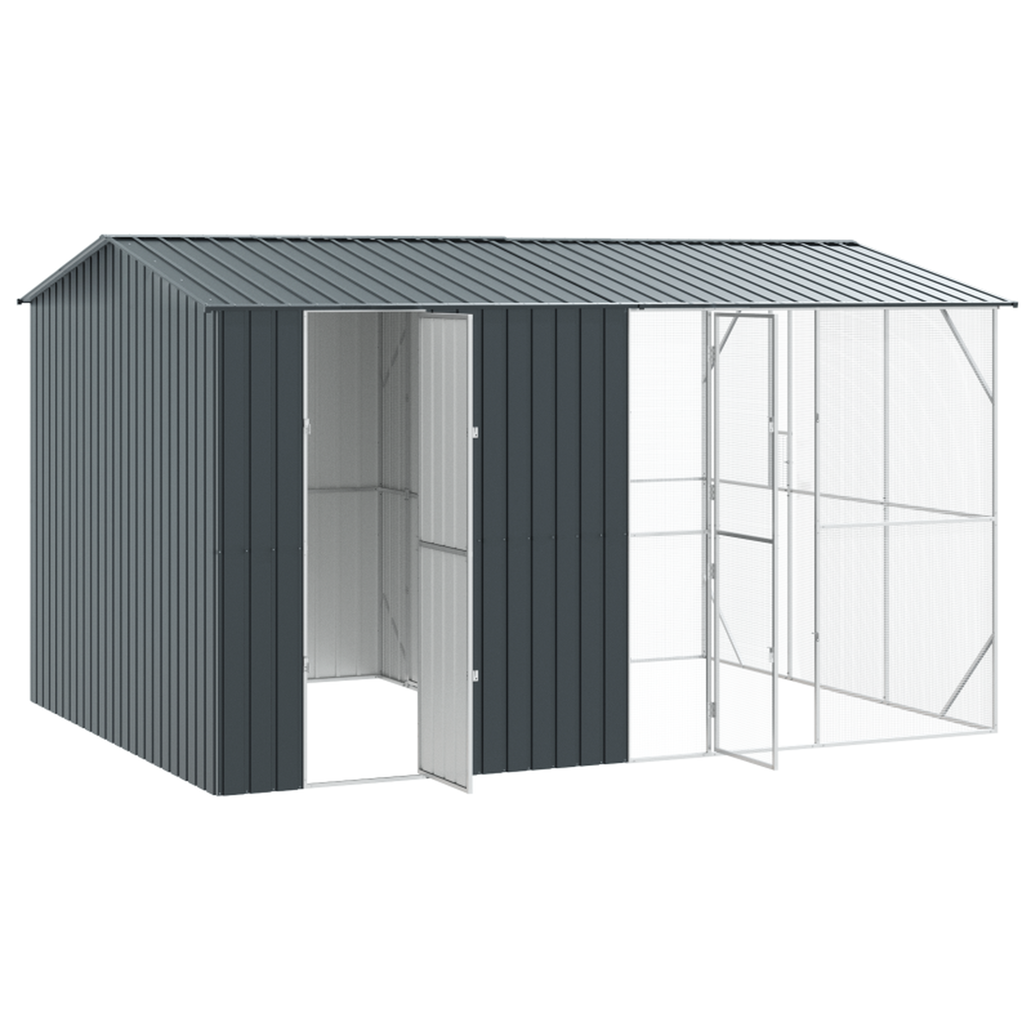 Voir la diapositive 4 : VIDAXL Volière avec extension Anthracite 310x442x247 cm Acier
