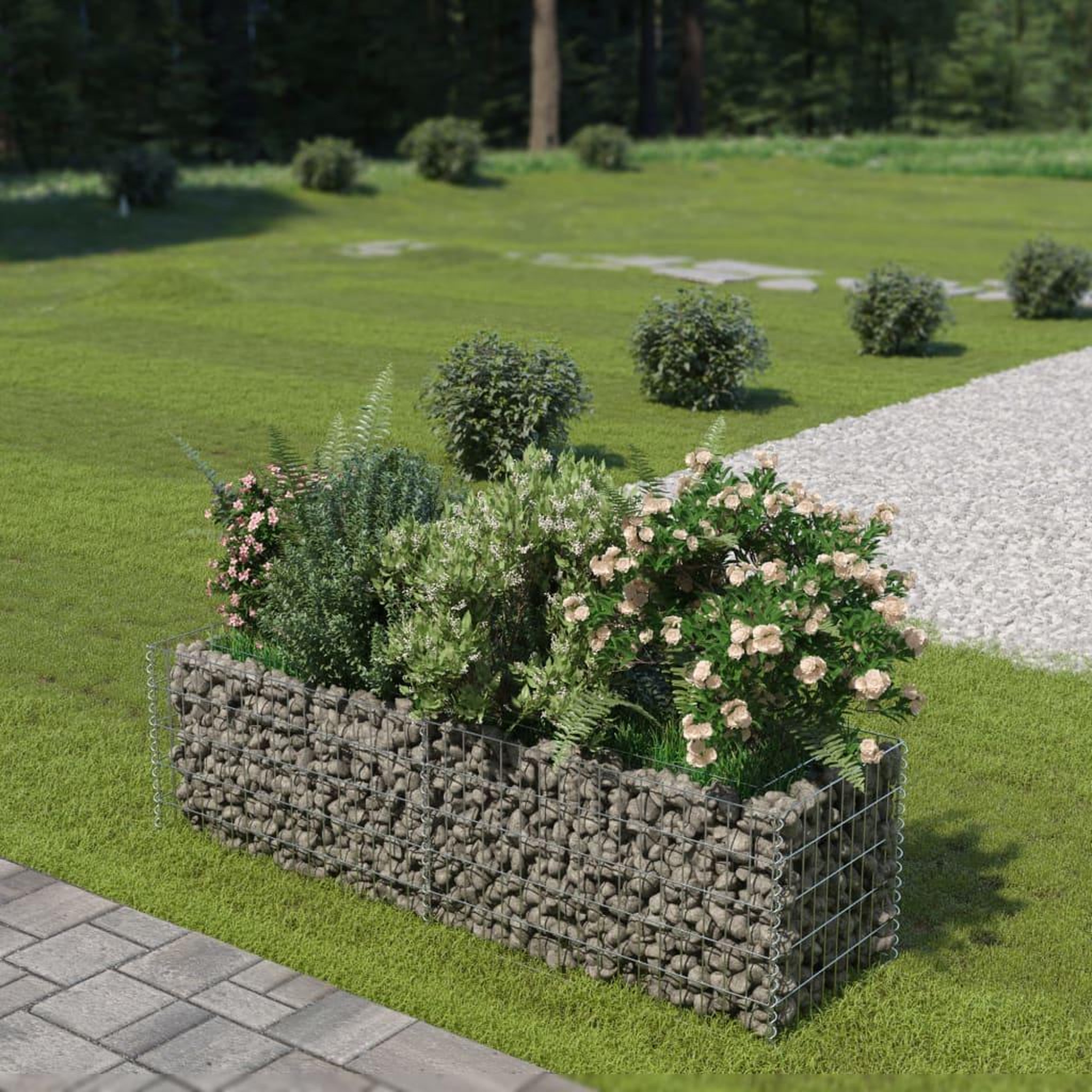 Voir la diapositive 1 : VIDAXL Lit sureleve a gabion Acier galvanise 180x50x50 cm