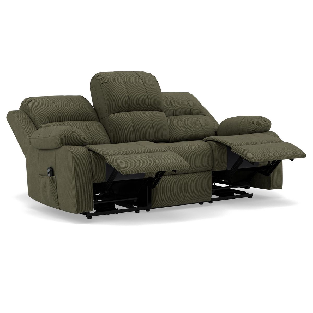 BEST MOBILIER Armand - canapé 3 places relax électrique en velours côtelé