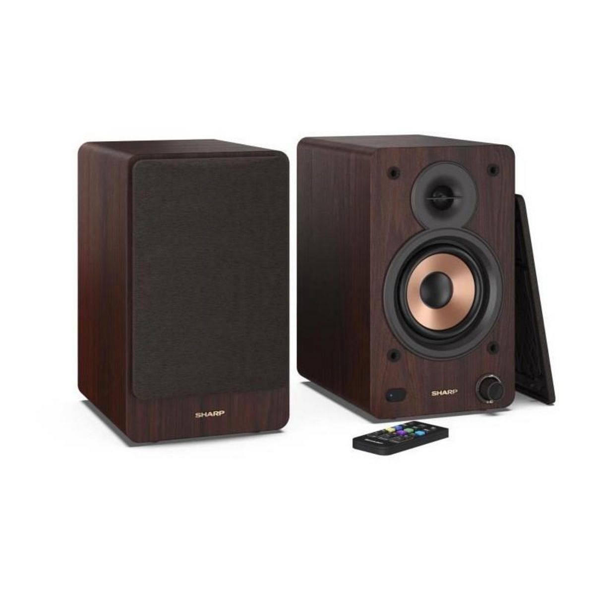 Sharp Haut-parleurs Bluetooth - SHARP - CP-SS30(BR) - Bibliotheque Marron - 2x 30W - 2 voies - Sans fil - 60W RMS