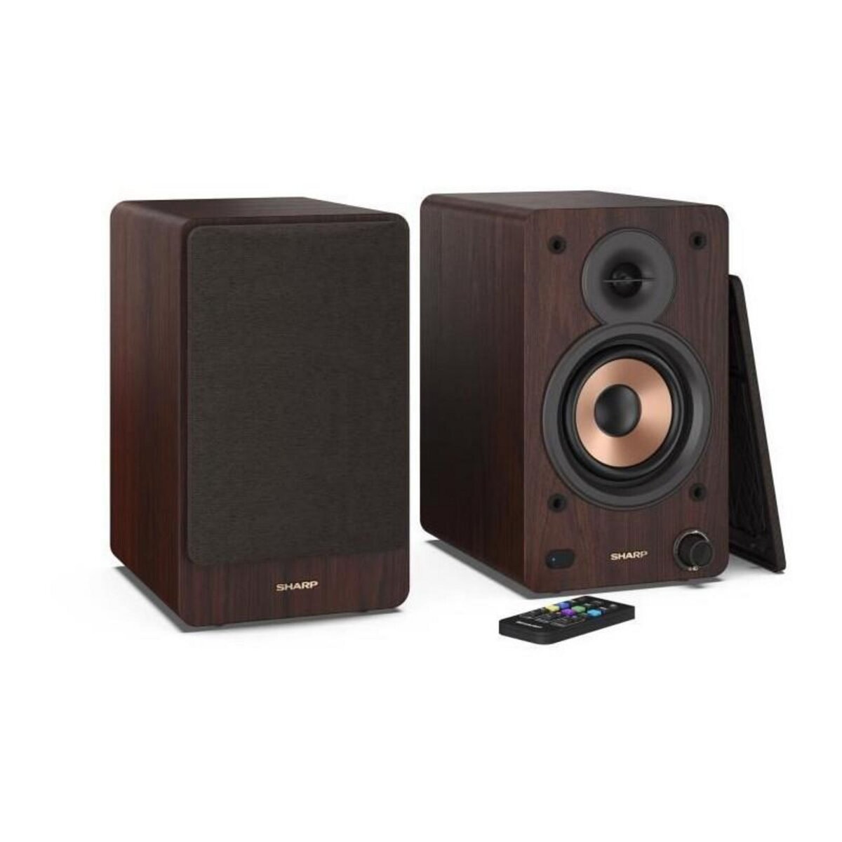 Sharp Haut-parleurs Bluetooth - SHARP - CP-SS30(BR) - Bibliotheque Marron - 2x 30W - 2 voies - Sans fil - 60W RMS