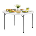 KZ GARDEN Table ronde pliante blanche Ø122cm Table d'appoint Interieur Exterieur Jardin Camping Réceptions KZ GARDEN
