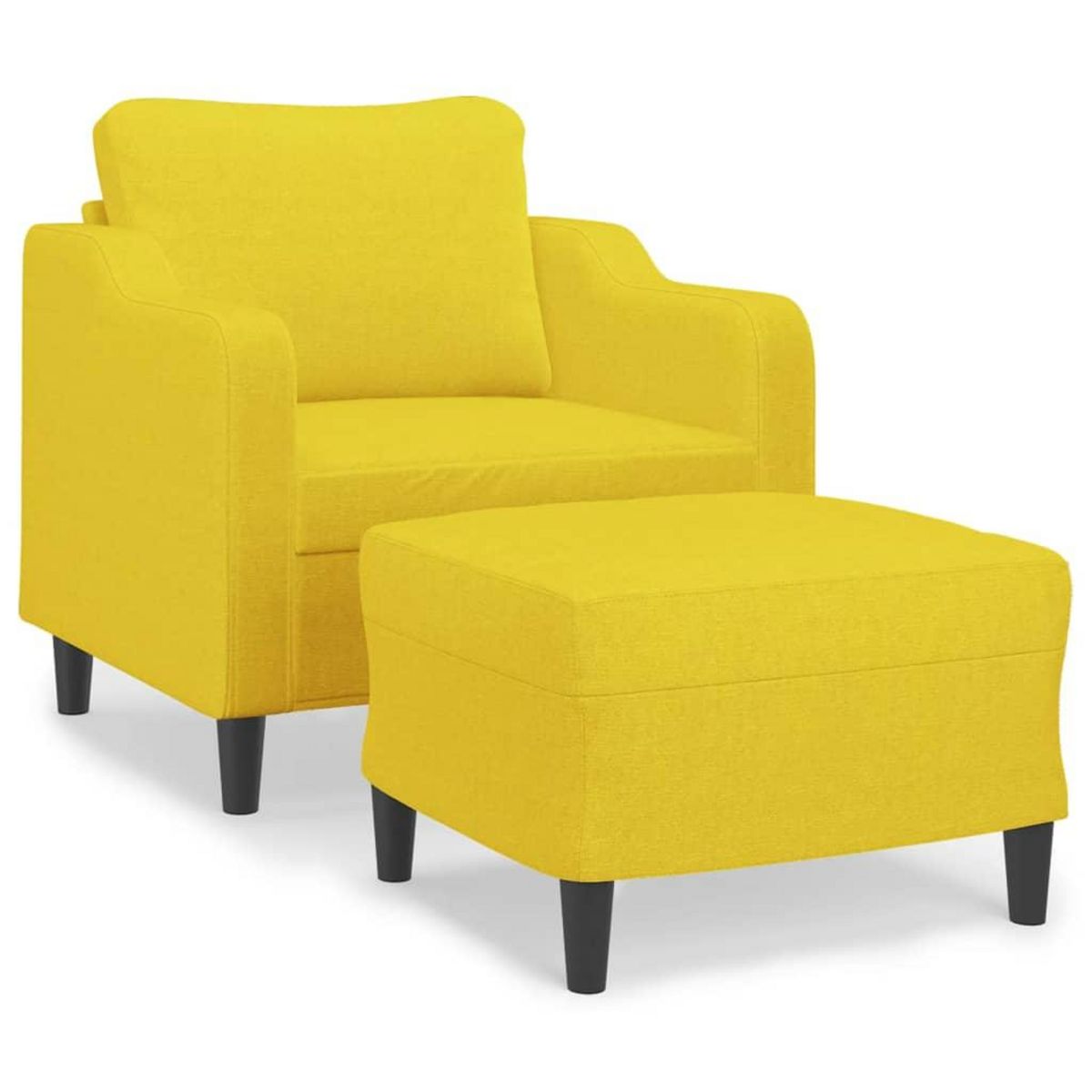 VIDAXL Fauteuil avec repose-pied Jaune clair 60 cm Tissu