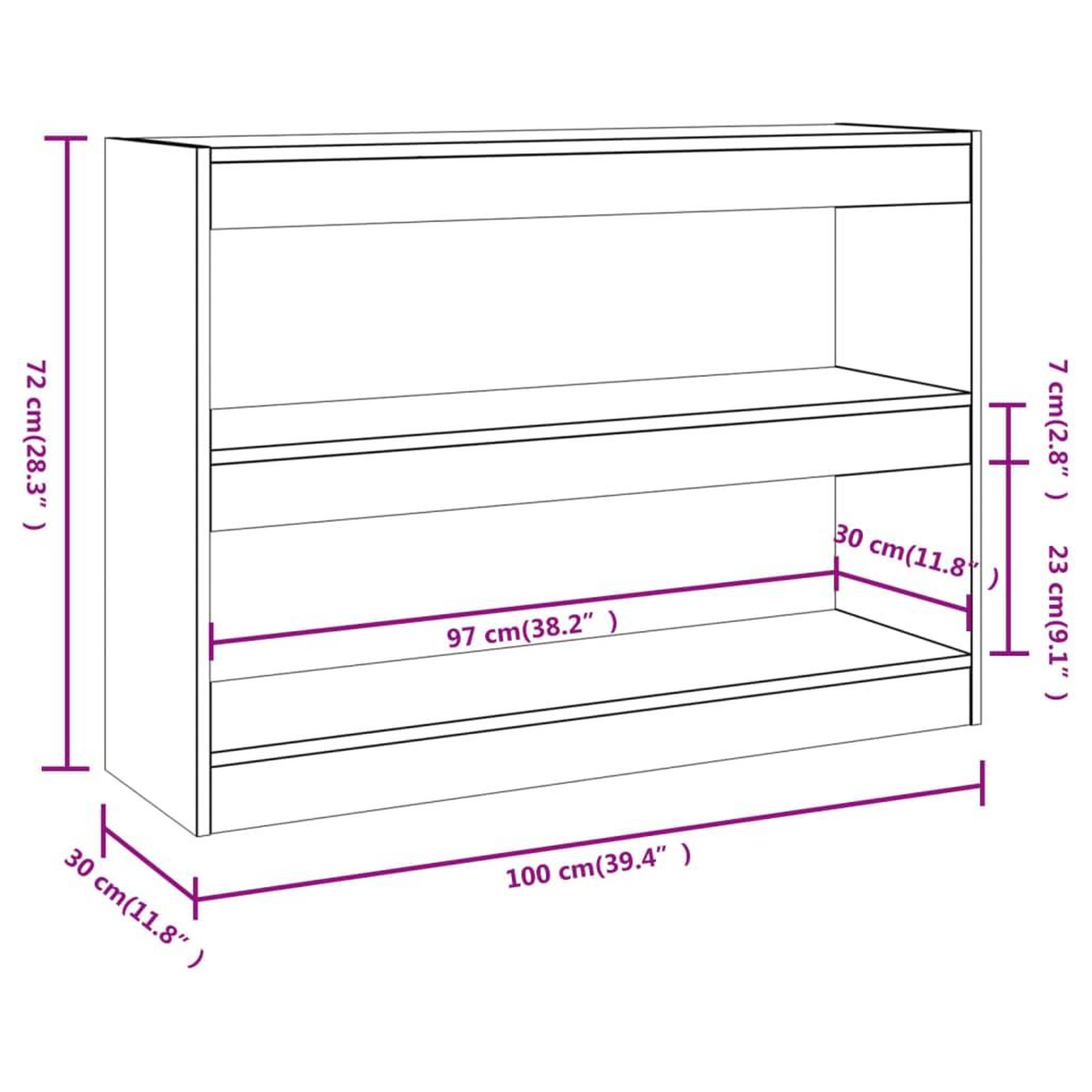 Voir la diapositive 6 : VIDAXL Bibliotheque/Separateur de piece sonoma gris 100x30x72 cm