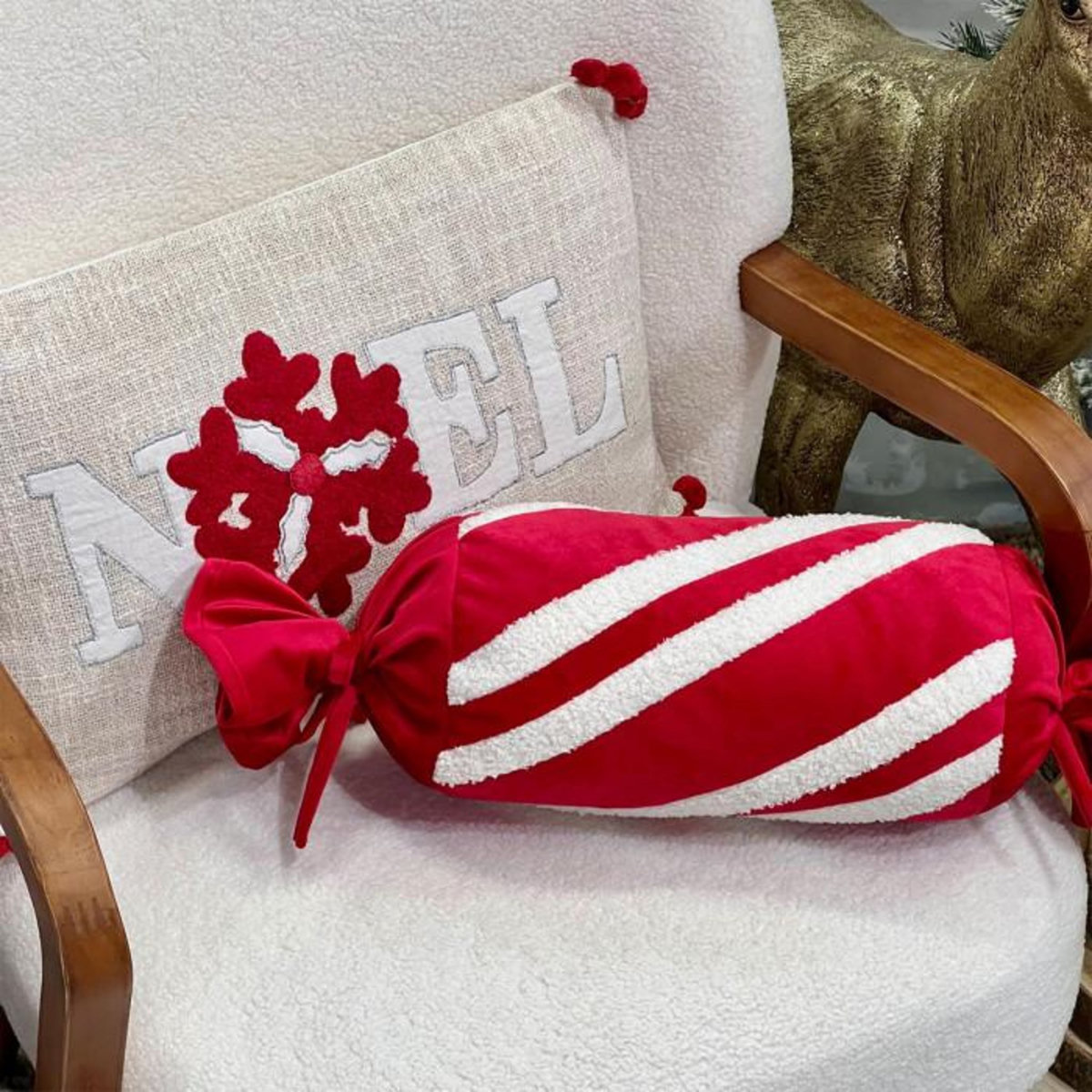 ATMOSPHERA Coussin Déco  Bonbon Long  14x30cm Rouge