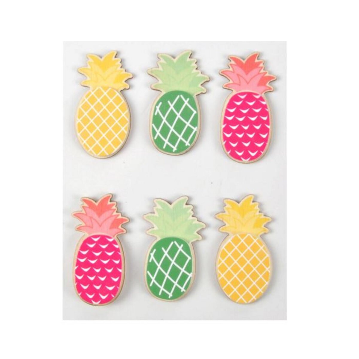 Paris Prix Lot de 6 Stickers en Bois  Ananas  5cm Multicolore