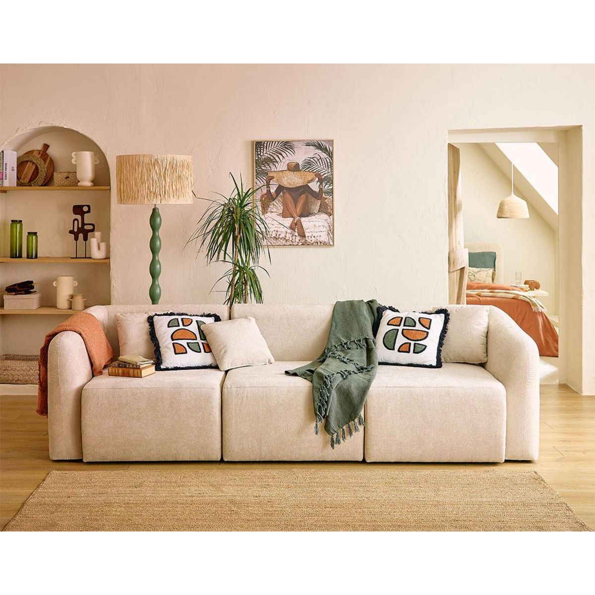 LISA DESIGN Ikare - module d'assise d'angle droit - en tissu