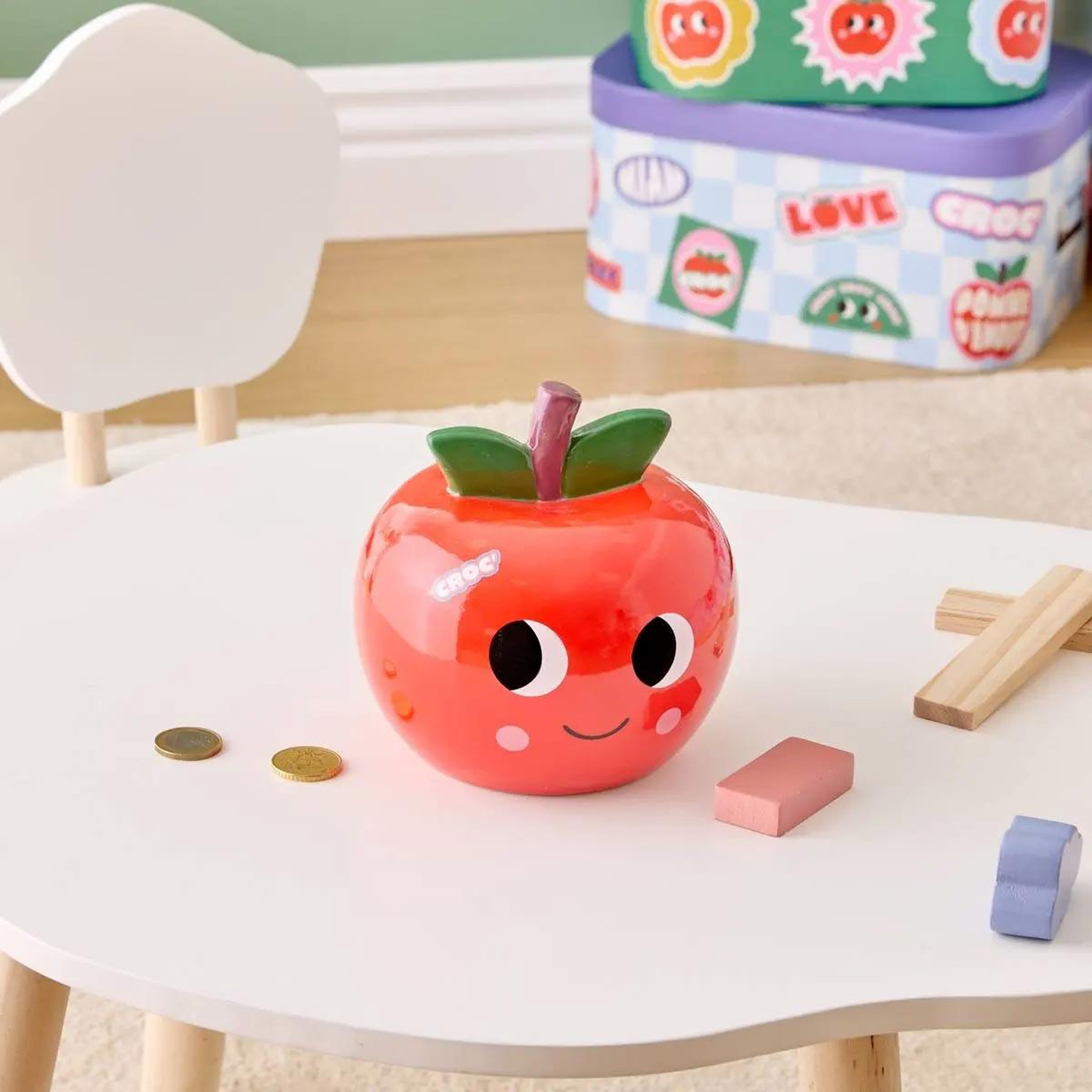 Voir la diapositive 3 : Atmosphera Kids Tirelire Pomme en Dolomite  Chachapop  13cm Rouge