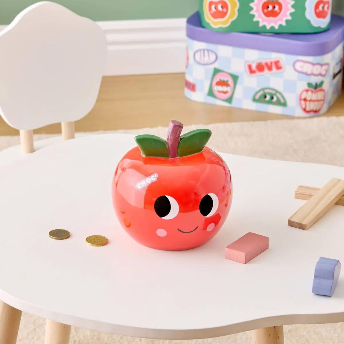 Atmosphera Kids Tirelire Pomme en Dolomite  Chachapop  13cm Rouge