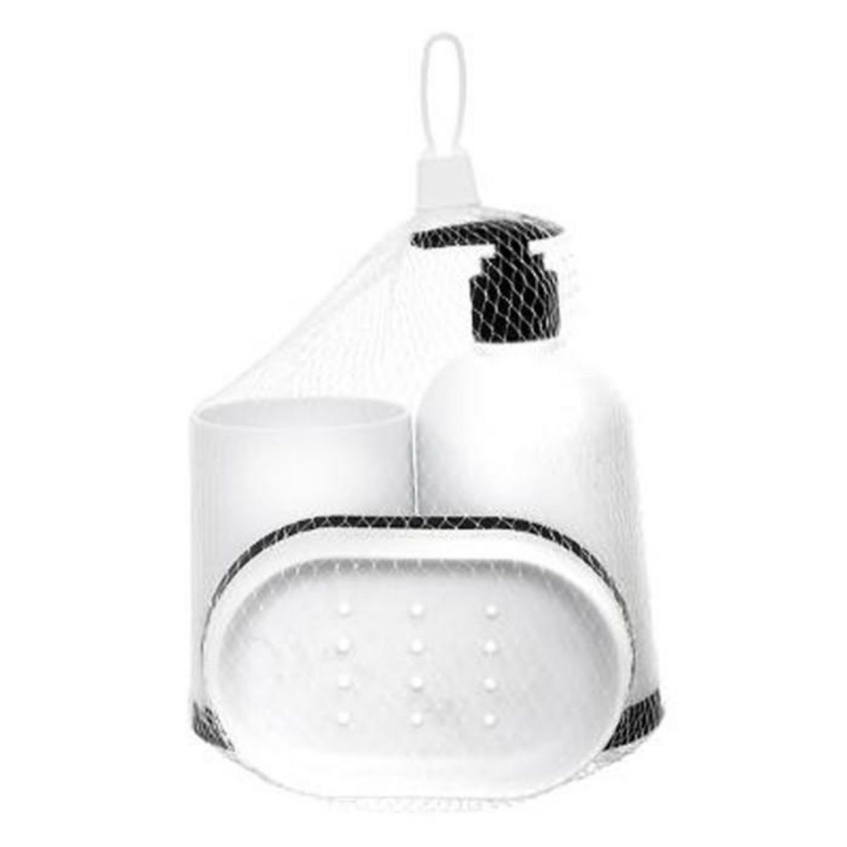 B BASIC & CO Set de 3 Accessoires de Salle de Bain  Strip  12cm Blanc