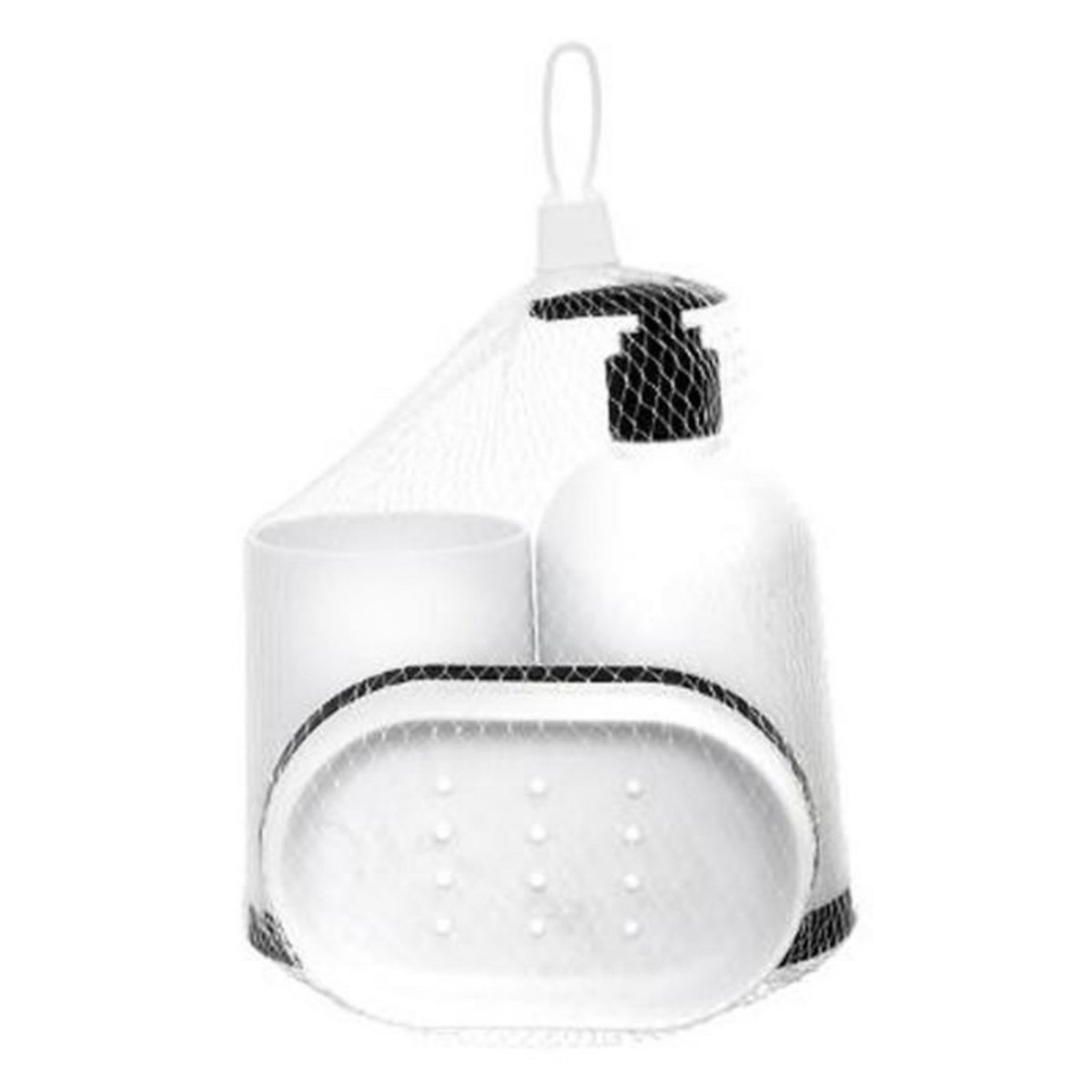 B BASIC & CO Set de 3 Accessoires de Salle de Bain  Strip  12cm Blanc