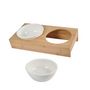 Voir la diapositive 2 : LOVE STORY Gamelle double en céramique et bambou pour chien et chat - Diam 16 cm
