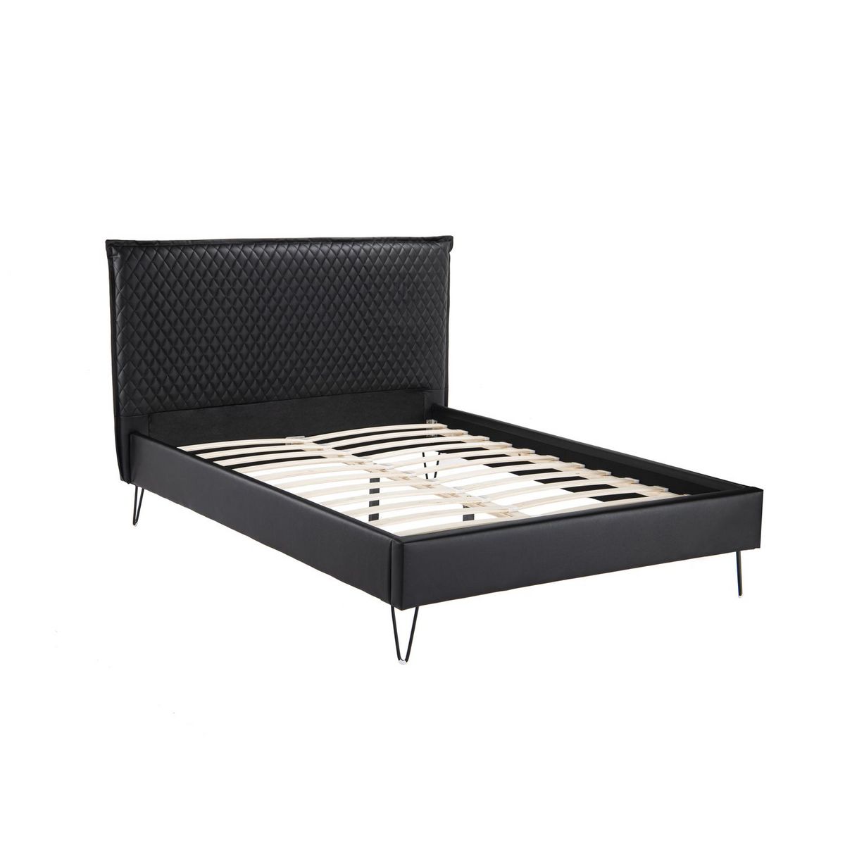 Lit double avec sommier et tête de lit effet matelassé 140x190cm ALBAN