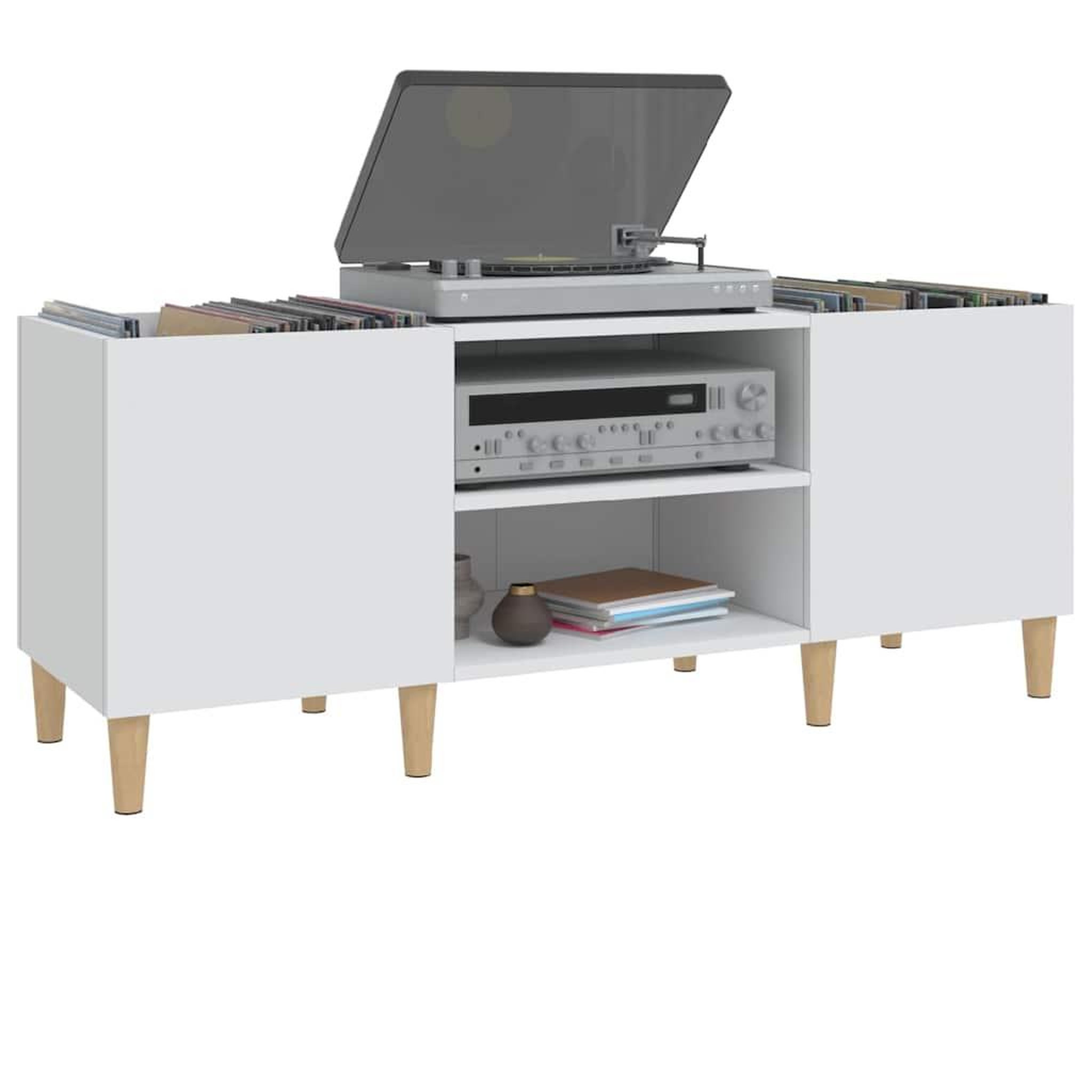 Voir la diapositive 4 : VIDAXL Meuble a disques blanc 121x38x48 cm bois d'ingenierie