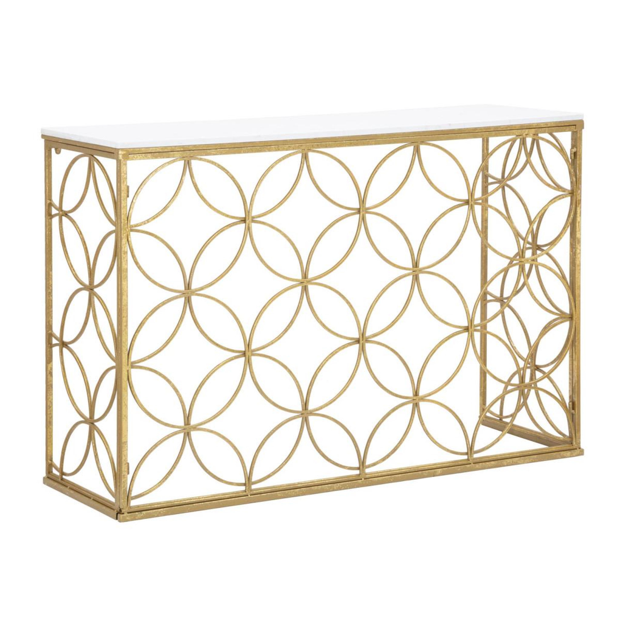 Paris Prix Console Design en Marbre  Star  120cm Blanc & Or