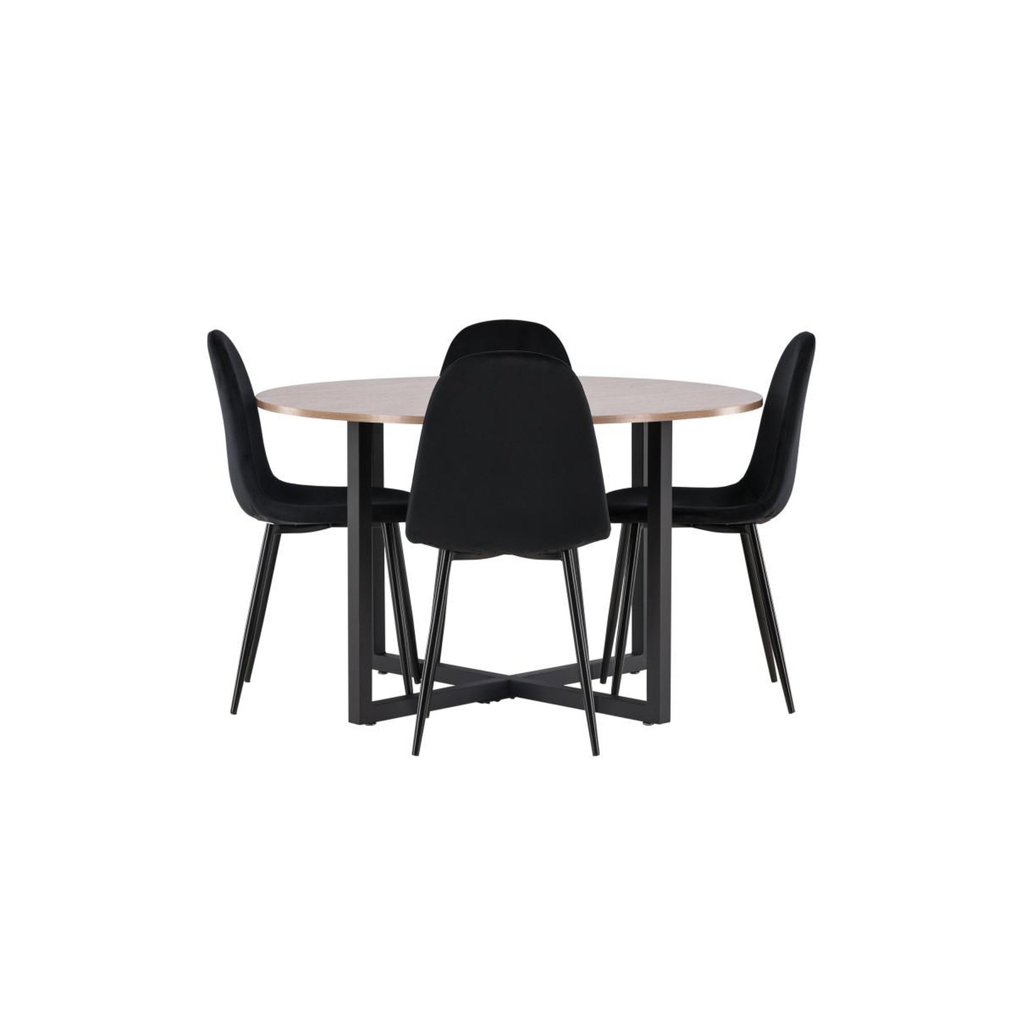 Voir la diapositive 2 : Paris Prix Ensemble table à manger & 4 chaises  durango & polar  120cm noyer & noir