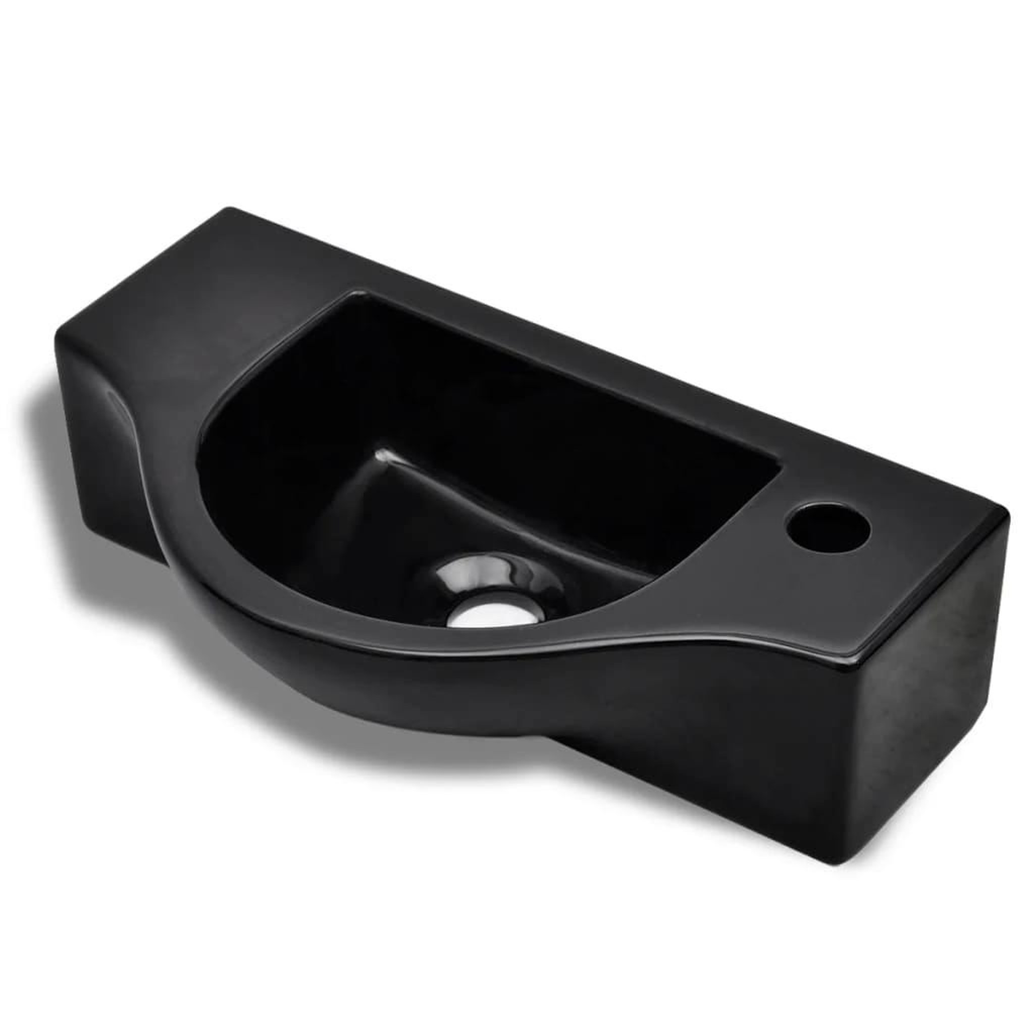 Voir la diapositive 1 : VIDAXL Vasque a trou pour robinet ceramique Noir pour salle de bain