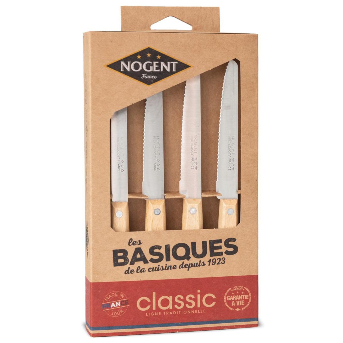 Nogent 3 etoiles Coffret de 4 couteaux de table hêtre - 00086 v