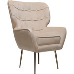 Habitat et Jardin Fauteuil en velours  Austin  - 79 x 71 x 79.5 cm - Beige