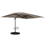ID MARKET Parasol déporté inclinable rotatif 360 CALVI taupe 3x4 M avec 4 dalles et housse