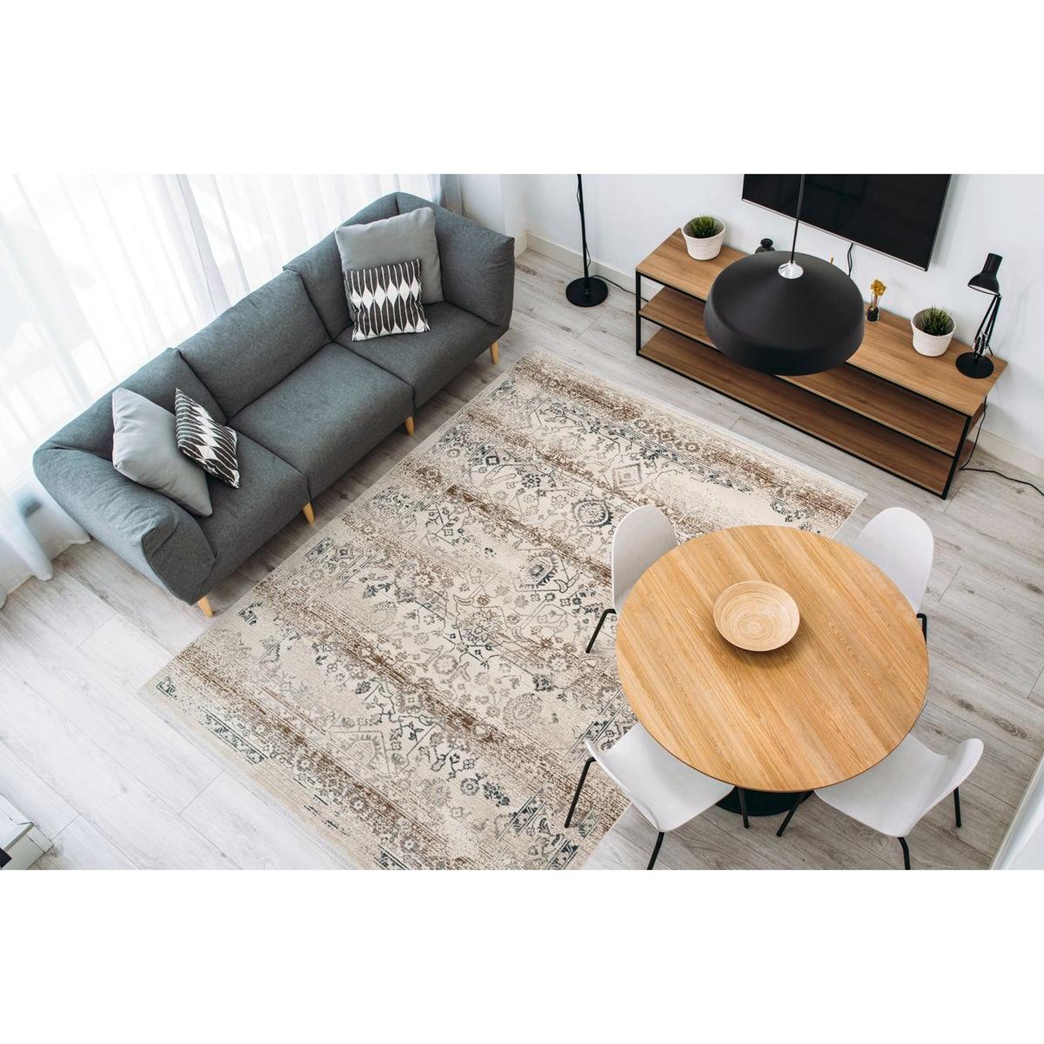 Voir la diapositive 2 : Paris Prix Tapis Oriental Effet Usé  Anouk  Beige