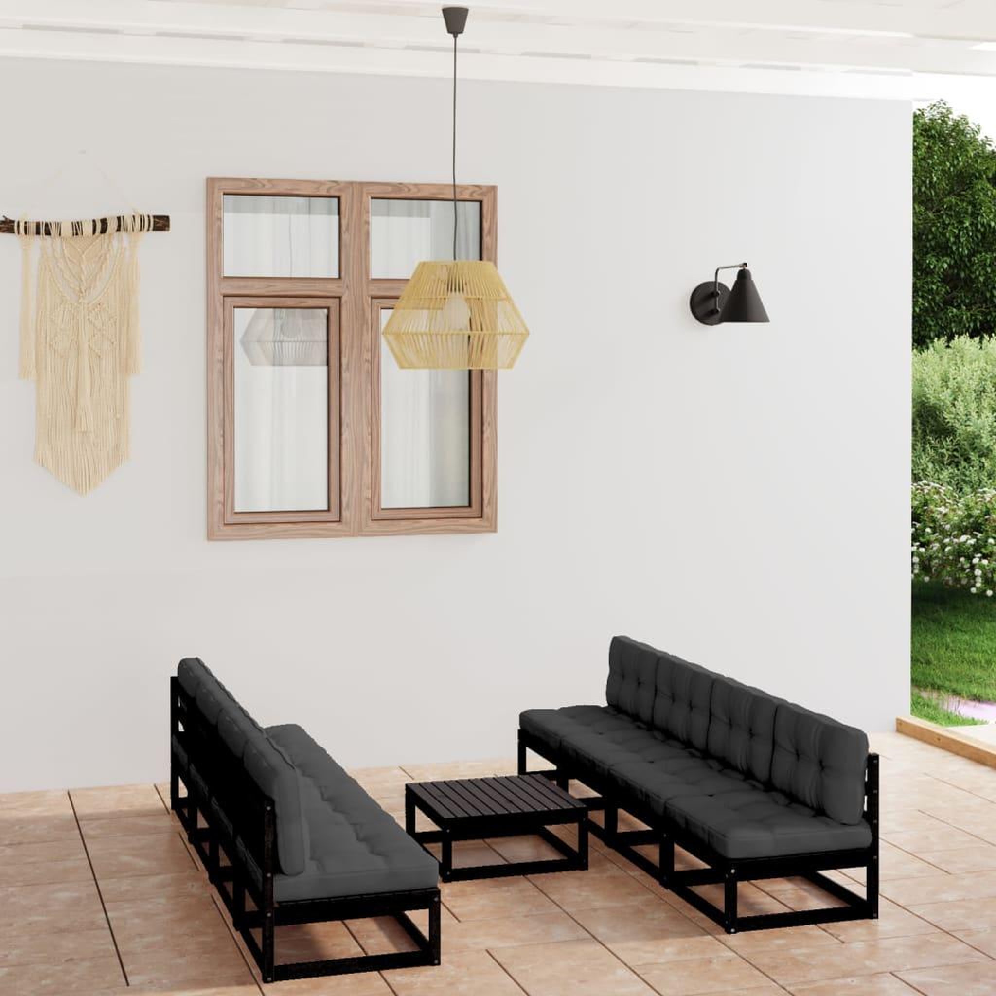 Voir la diapositive 1 : VIDAXL Salon de jardin 9 pcs avec coussins Bois de pin massif