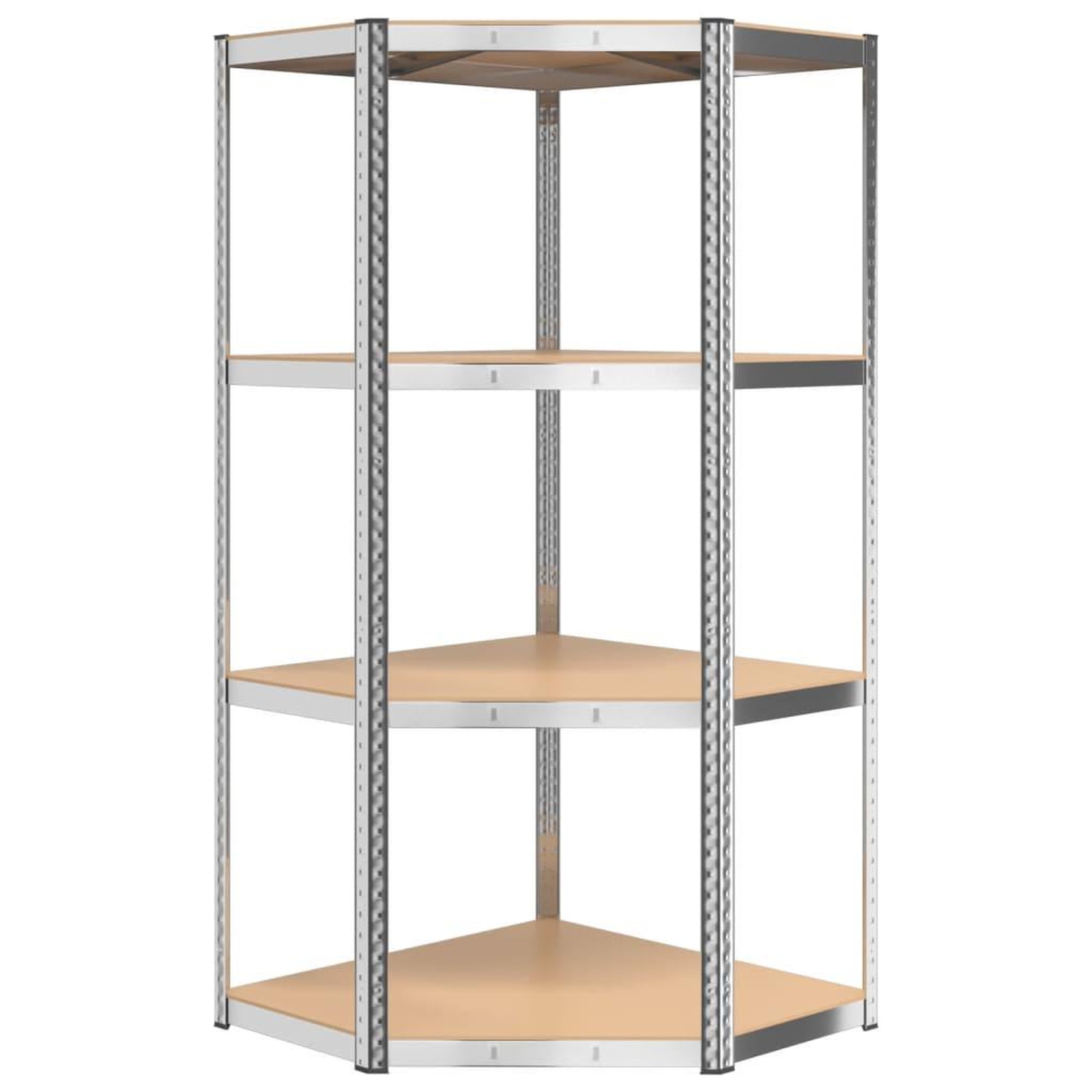 Voir la diapositive 4 : VIDAXL Etagere d'angle a 4 niveaux Argente Acier et bois d'ingenierie