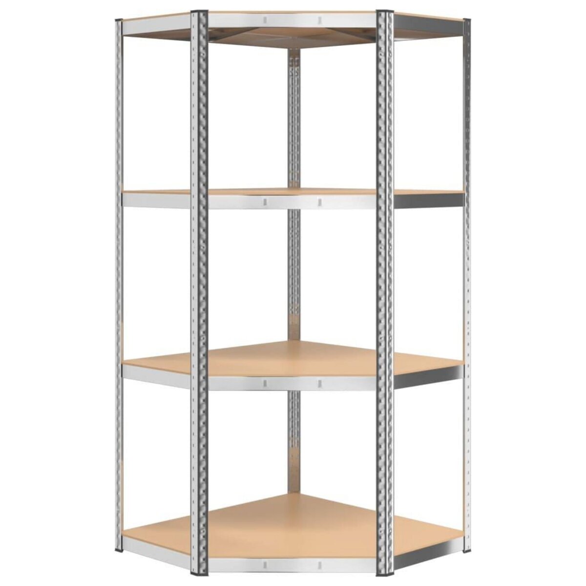 VIDAXL Etagere d'angle a 4 niveaux Argente Acier et bois d'ingenierie