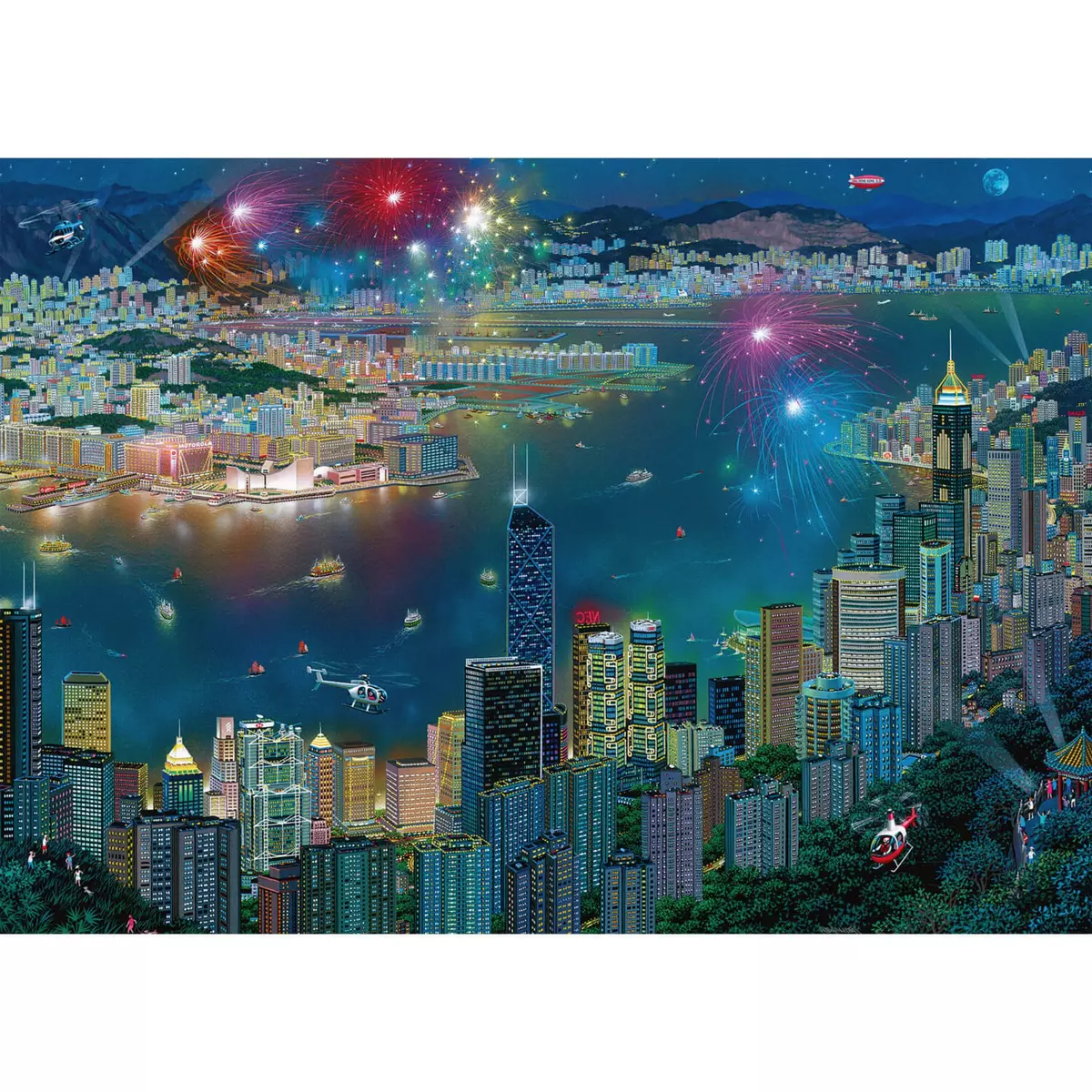 Schmidt Puzzle 1000 pièces : Feu d'artifice sur Hong Kong