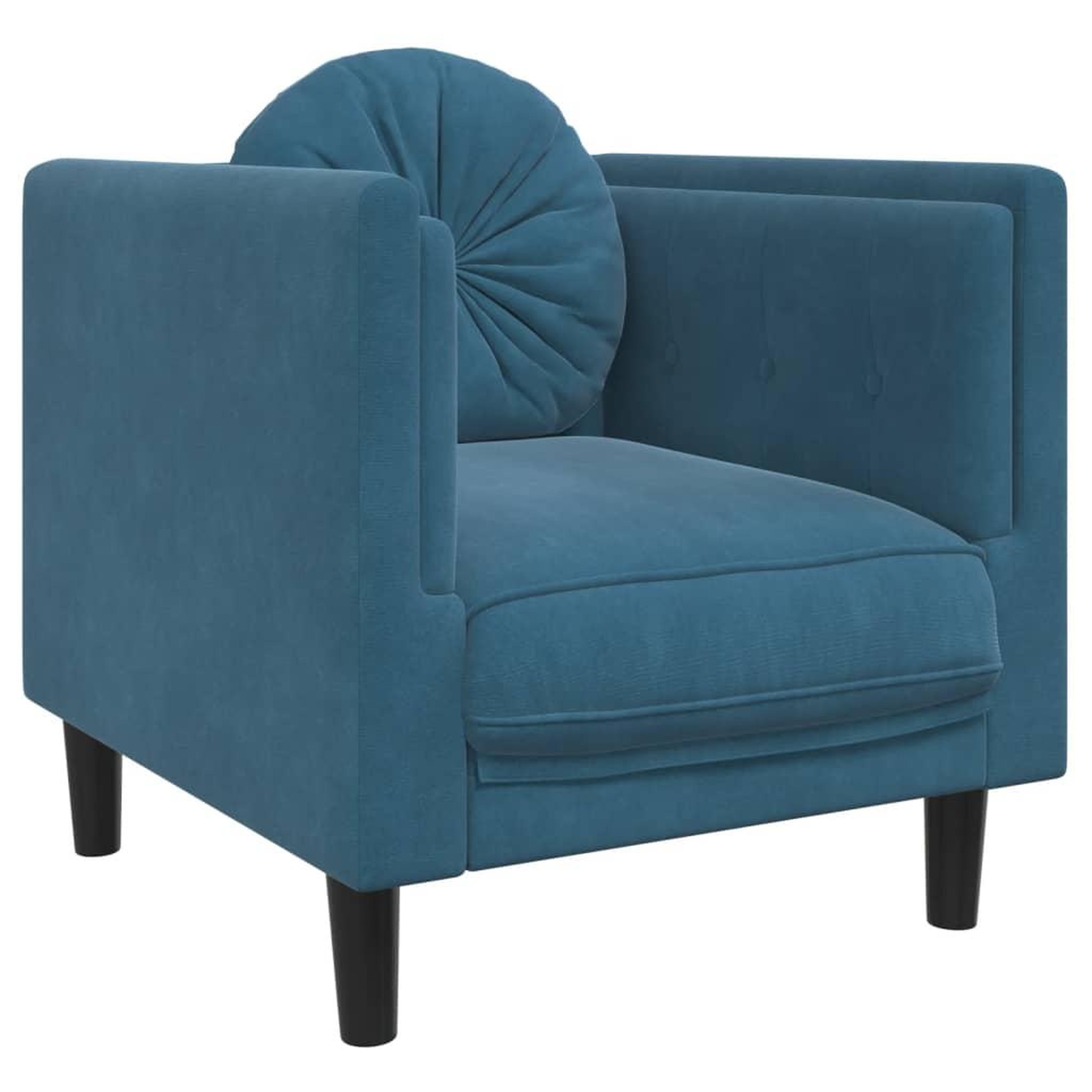 Voir la diapositive 2 : VIDAXL Fauteuil avec coussin bleu velours