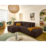 LISA DESIGN Victoire - canapé modulable d'angle gauche 4 places en velours côtelé grosses côtes. Coloris disponibles : Marron