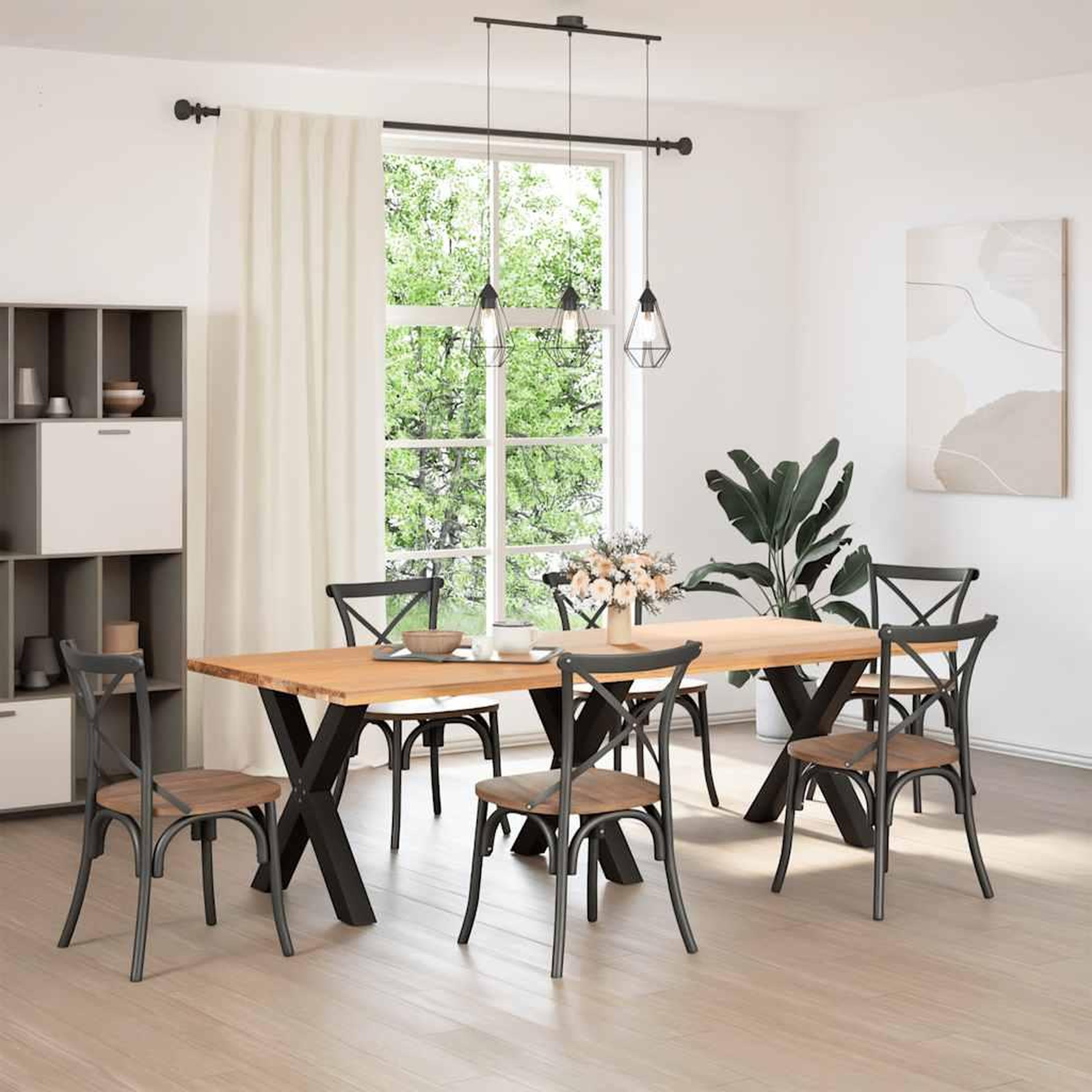 Voir la diapositive 2 : VIDAXL Pieds de table a manger forme de X 3 pcs noir 70x(72-73) cm