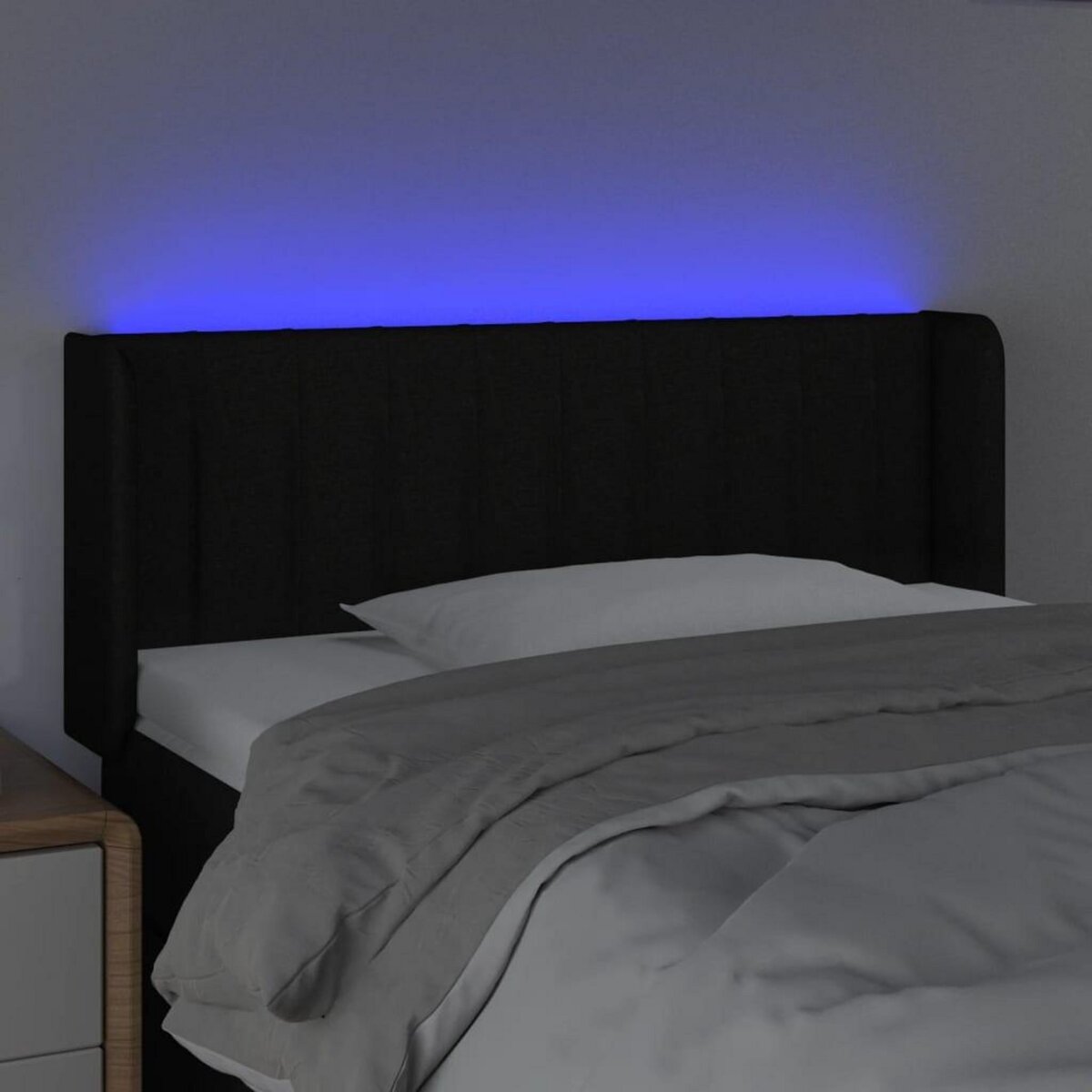 VIDAXL Tete de lit a LED Noir 93x16x78/88 cm Tissu