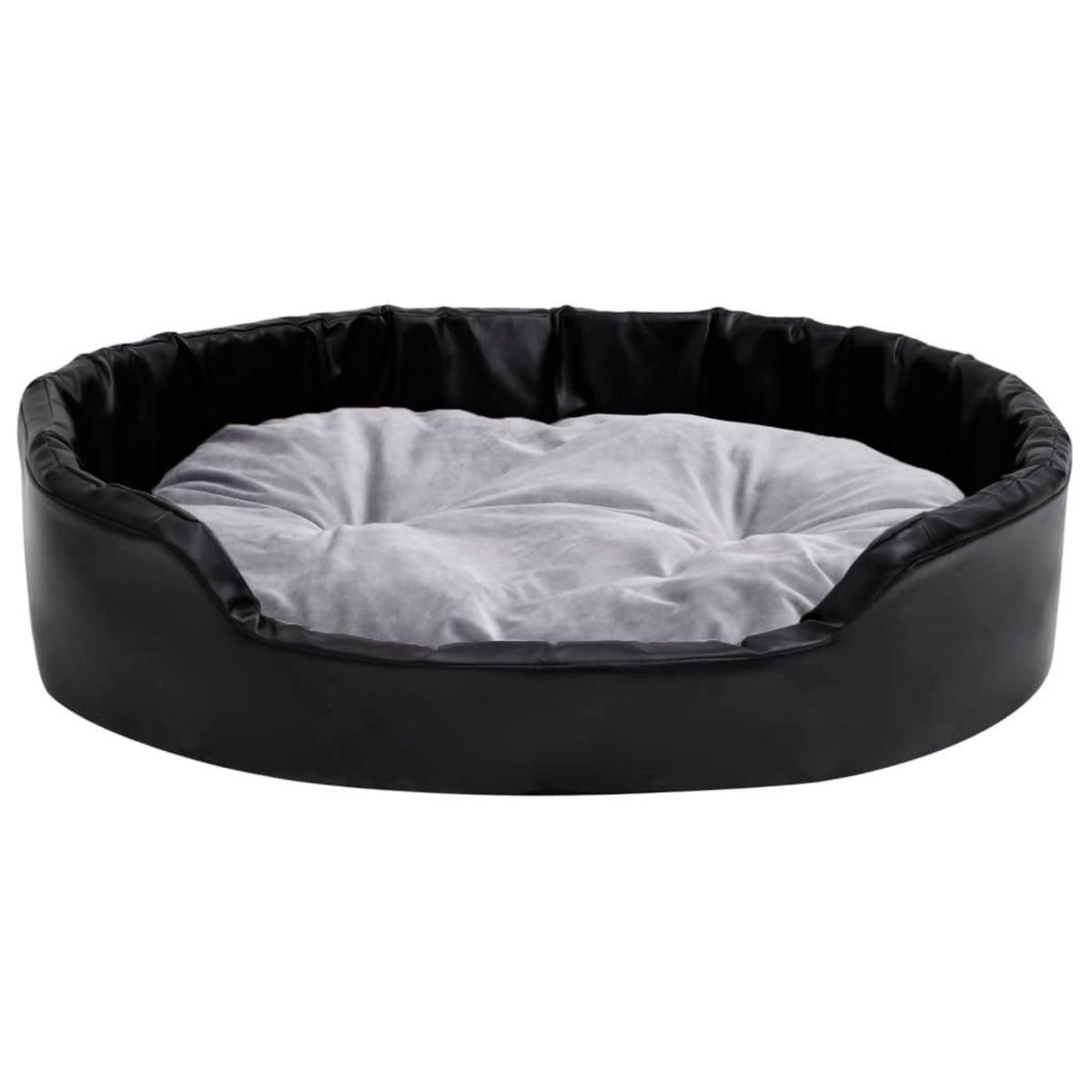 VIDAXL Lit chiens Noir et gris 90x79x20 cm Peluche et similicuir
