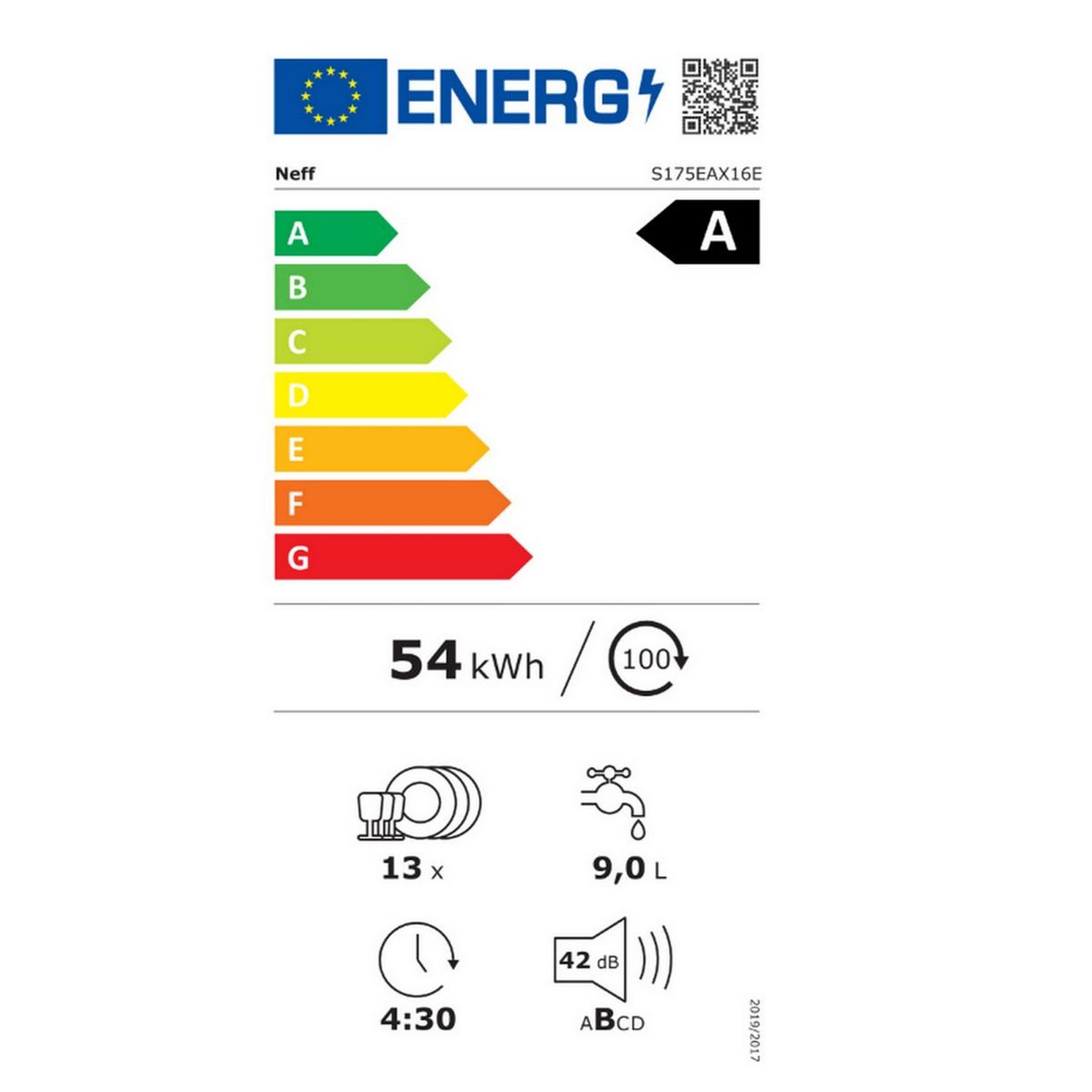 Voir la diapositive 2 : Neff Lave-vaisselle 60cm 13 couverts 42db tout intégrable - s175eax16e