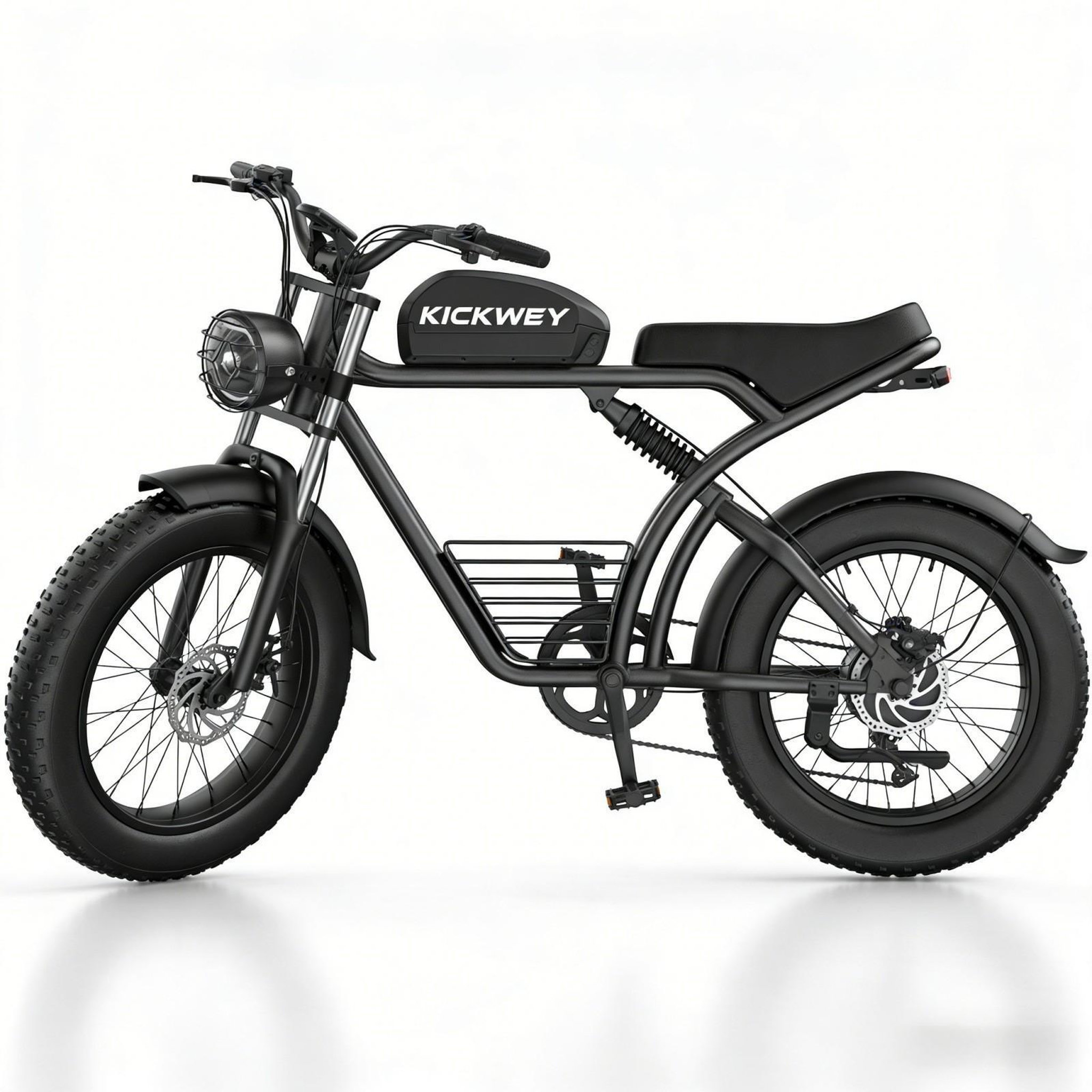 Voir la diapositive 2 : KICKWEY Vélo électrique kickwey k7 fat, 48 v 23 ah, grande autonomie, style cyclomoteur, noir