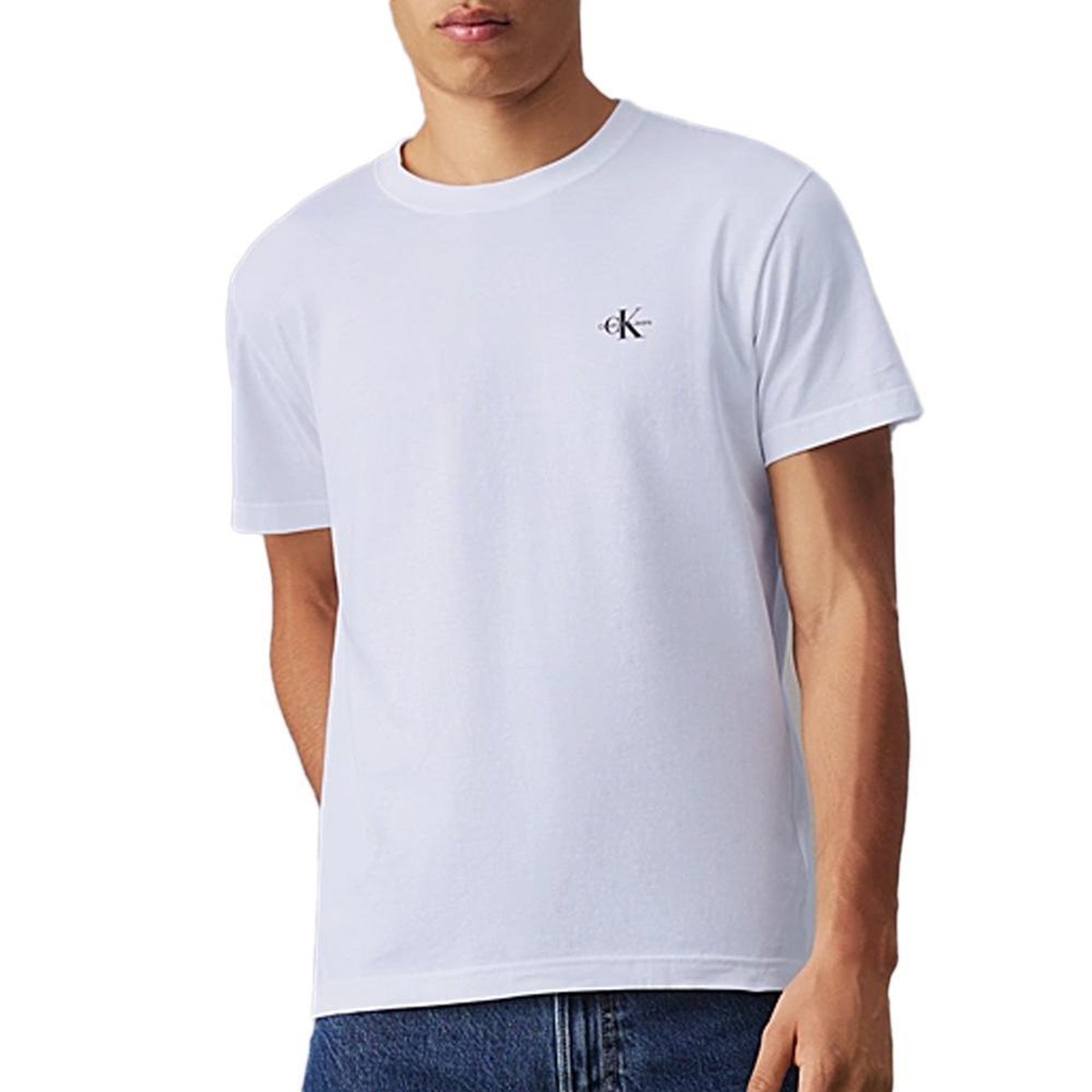 CALVIN KLEIN JEANS Lot de 2 T-shirts Blanc Homme Calvin Klein Monologo. Coloris disponibles : Blanc