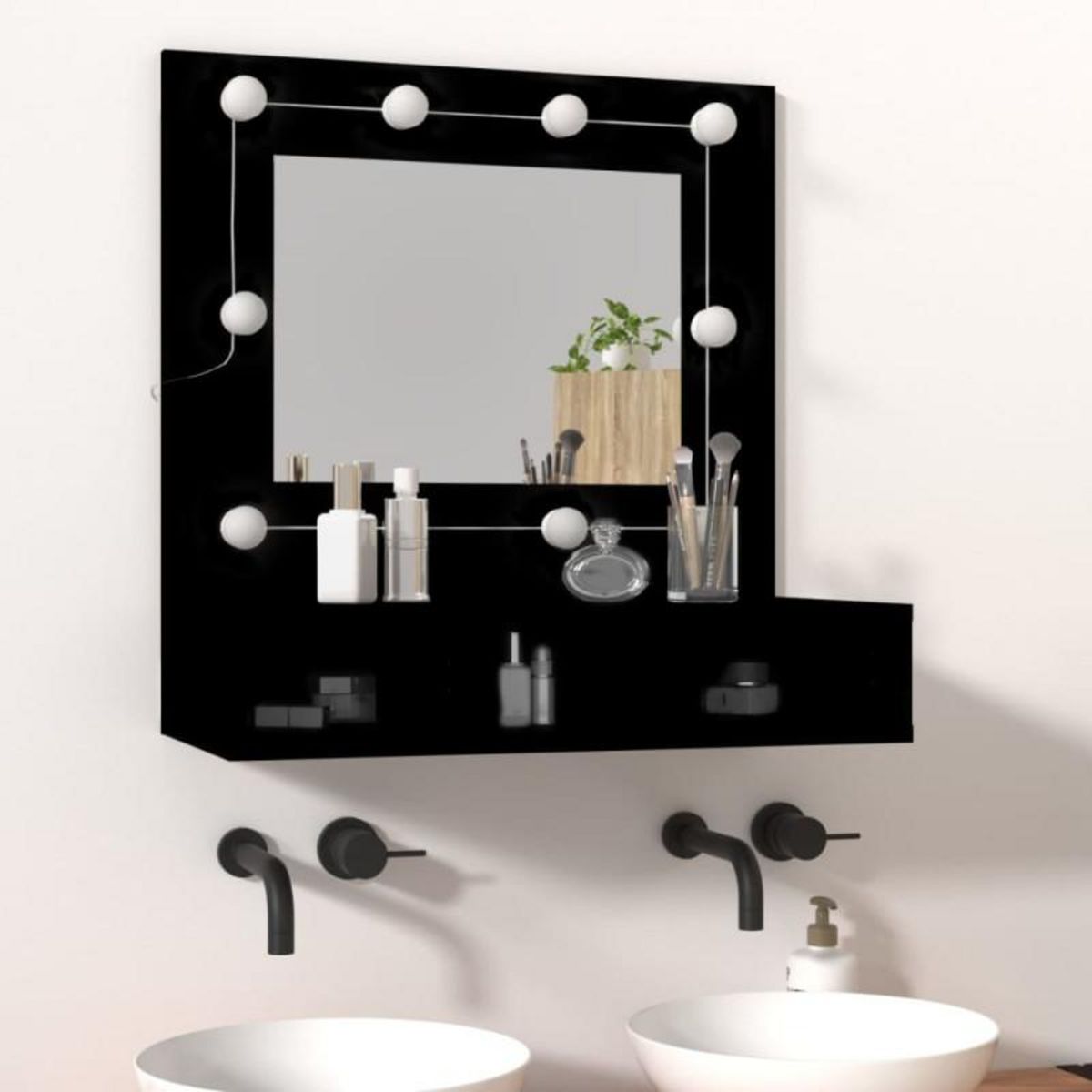 VIDAXL Armoire à miroir avec LED noir 60x31,5x62 cm